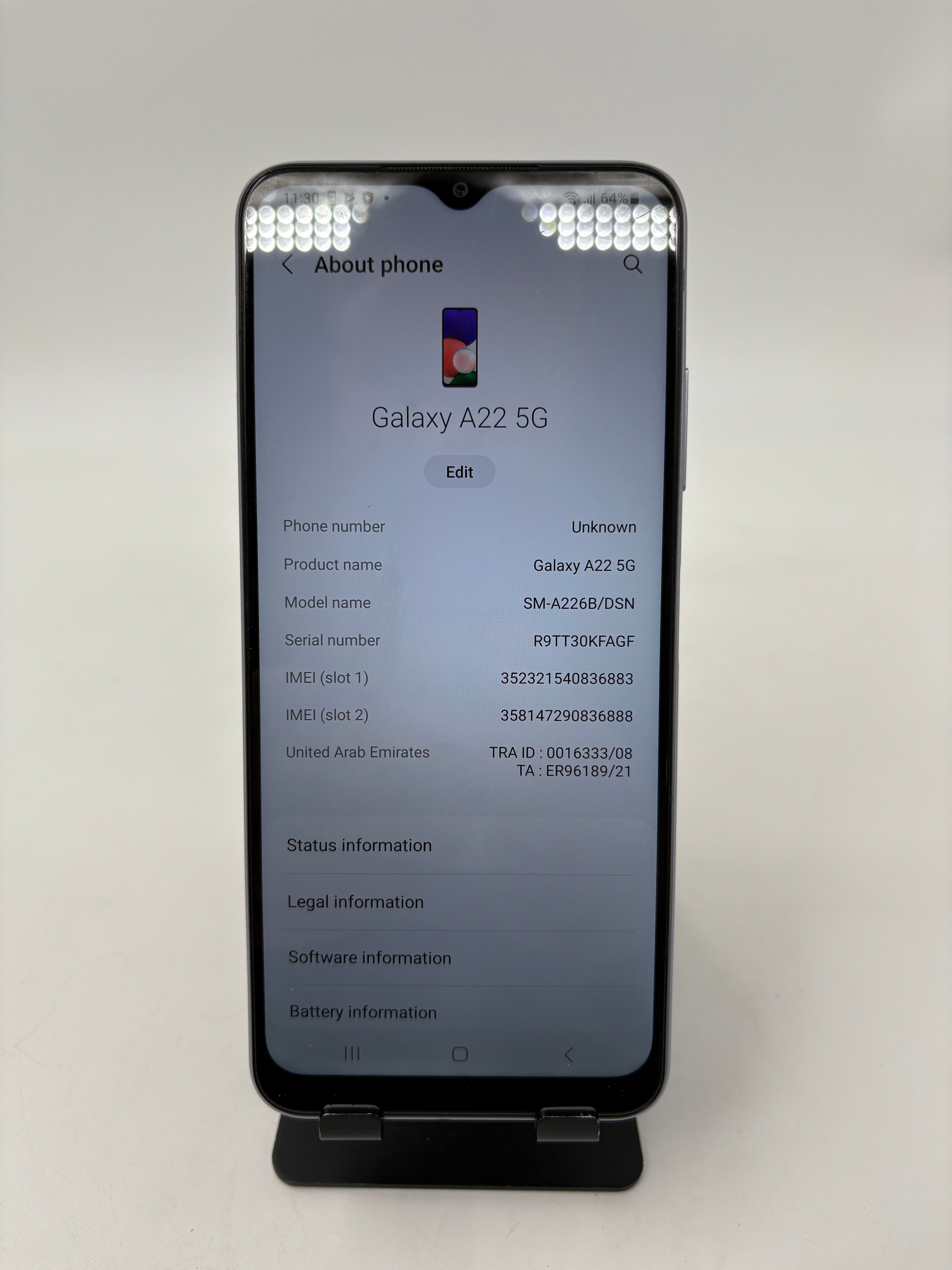 Samsung Phone Galaxy A22 5G (SM-A226B/DSN) 64GB - Unlocked - Grade B+