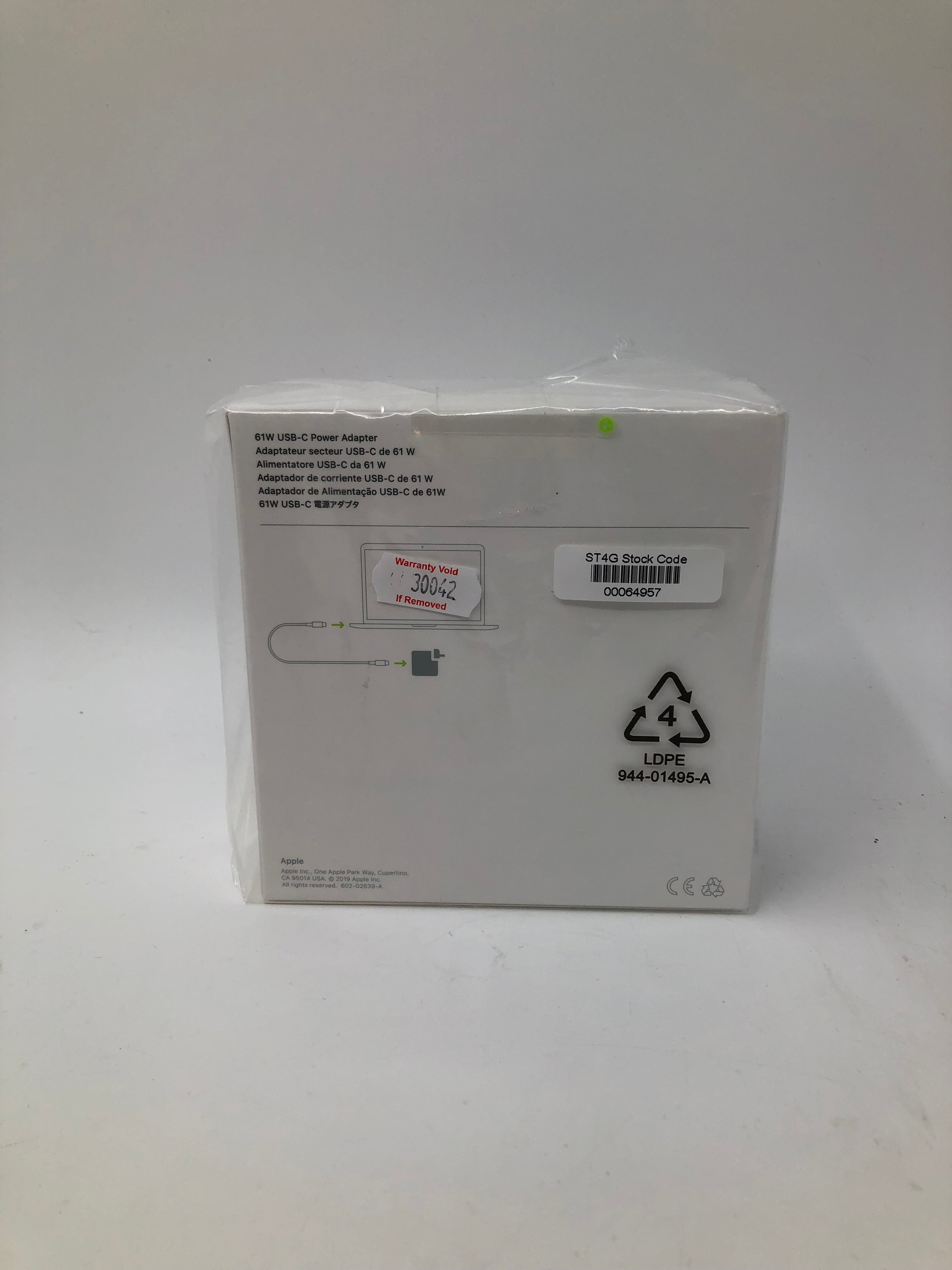 Original New-In-Box Apple 61W USB-C Power Adapter | UK 3-Pin Plug | MRW22B/A