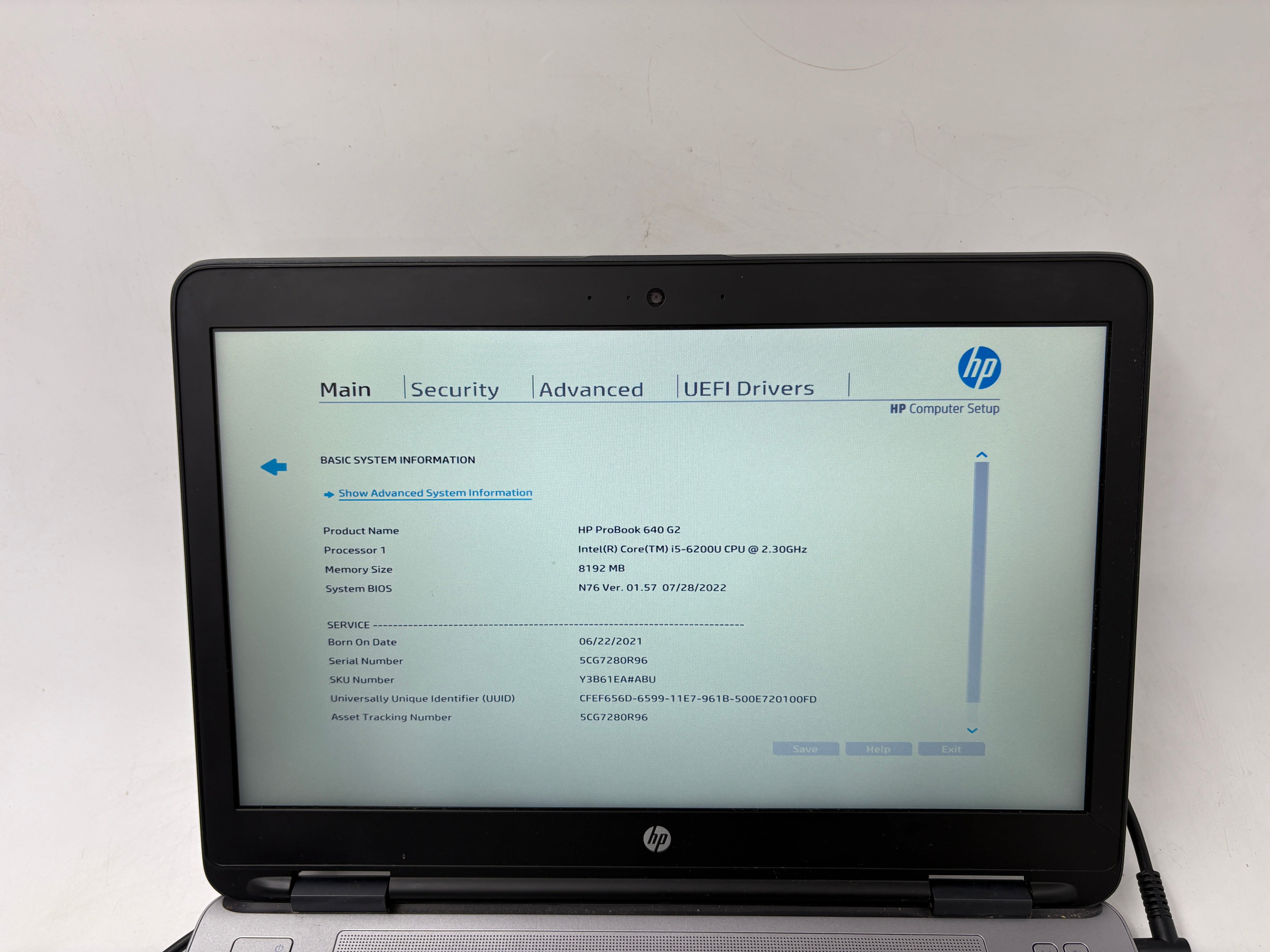 HP Laptop 640 G2 14" Screen i5 6th Gen 8GB RAM NO SSD NO OS