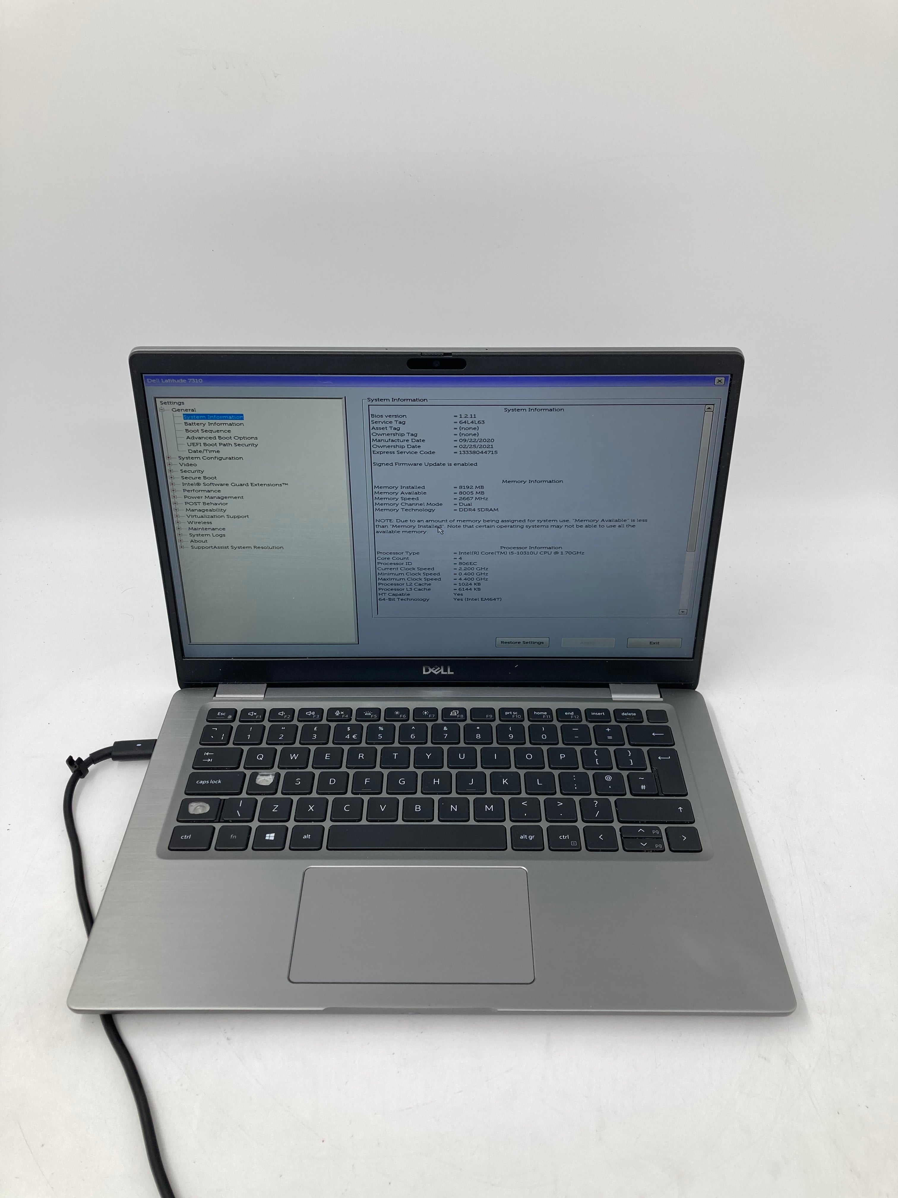 Dell Laptop Latitude 7310 13" i5 10th Gen 8GB RAM 256GB SSD No OS