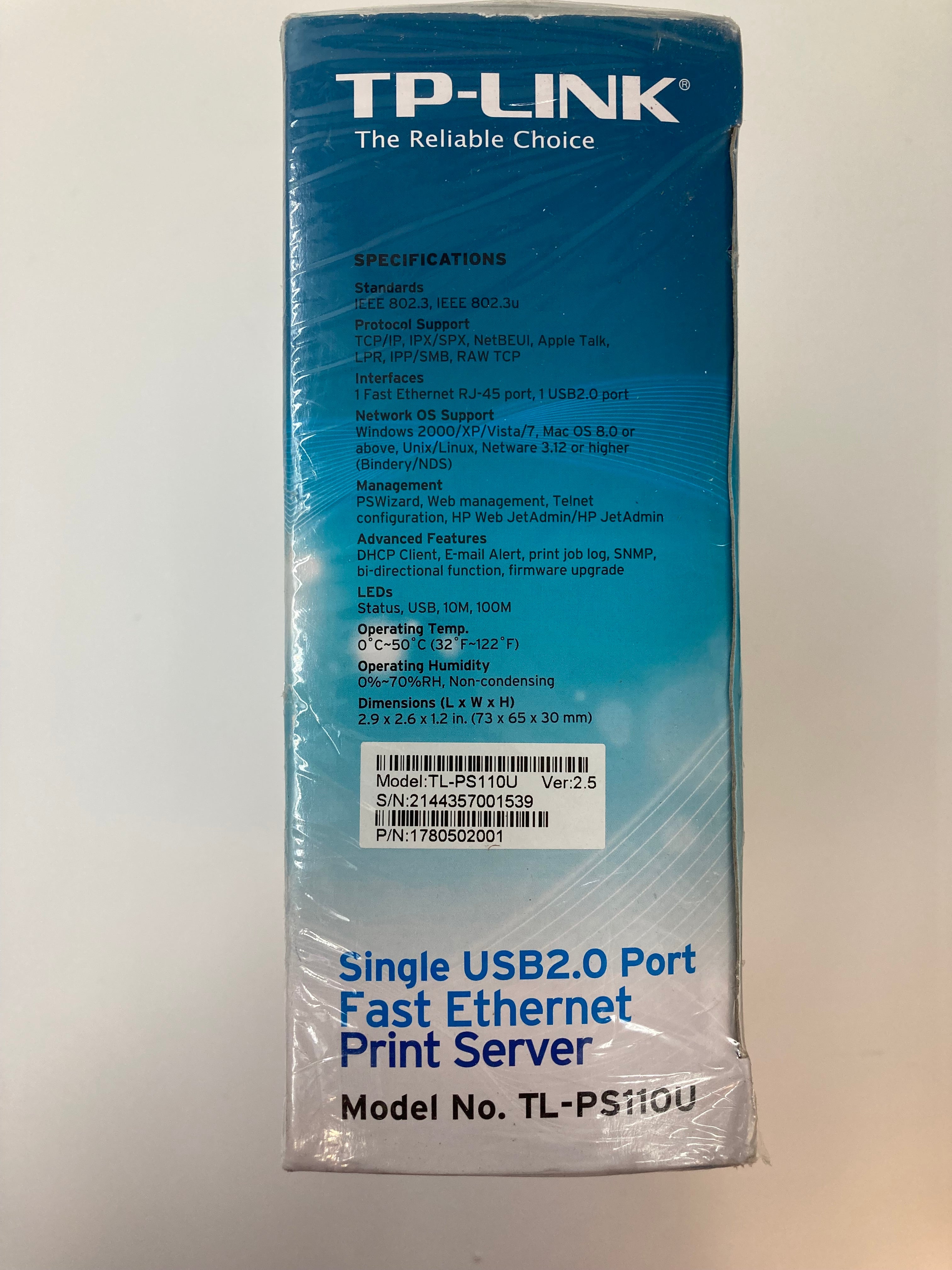 TP-LINK TL-PS110U Single USB 2.0 Port Print Server Network Device - Brand New