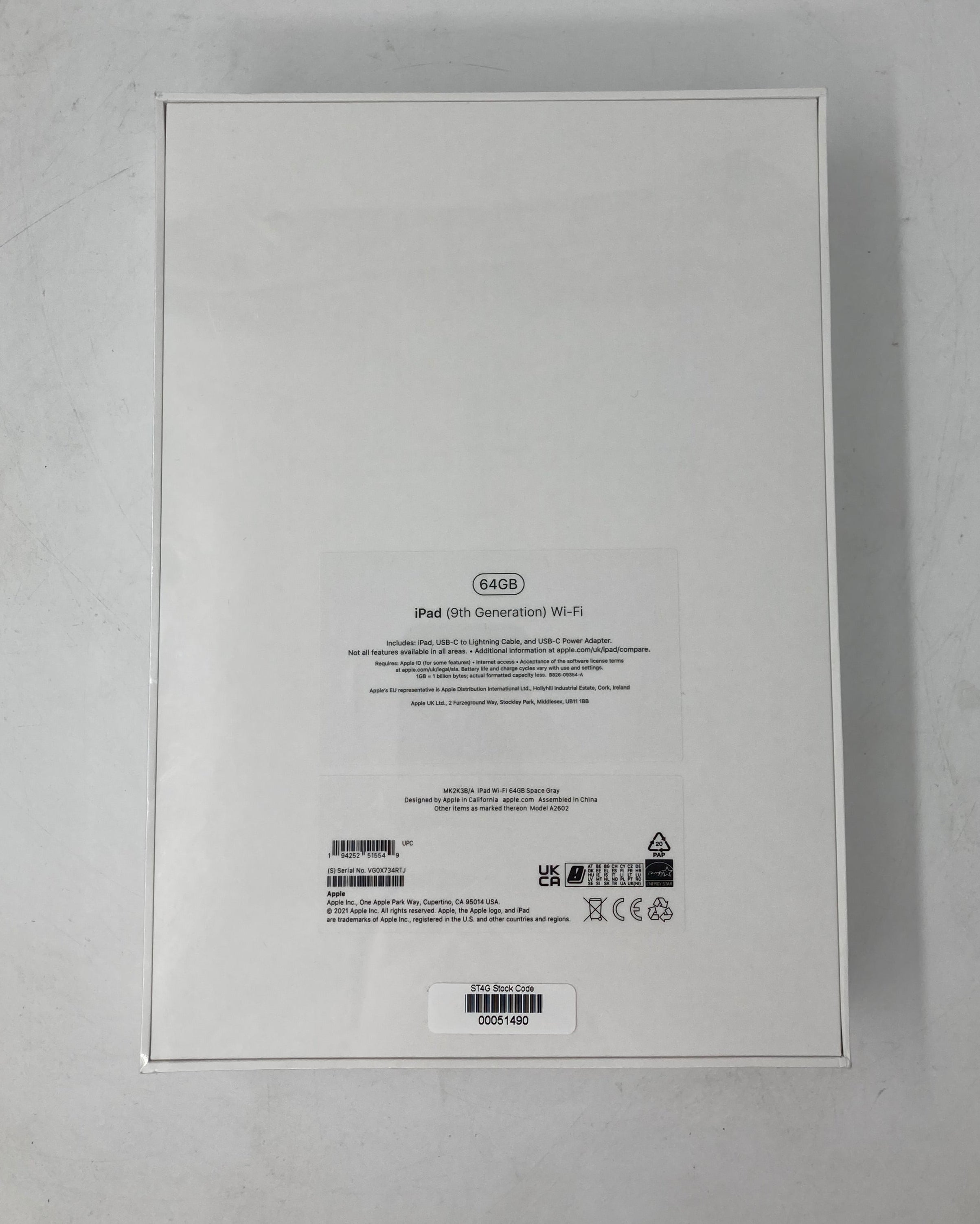 New Unopened Apple iPad 9th Generation A2602 64GB Wi-Fi Space Grey