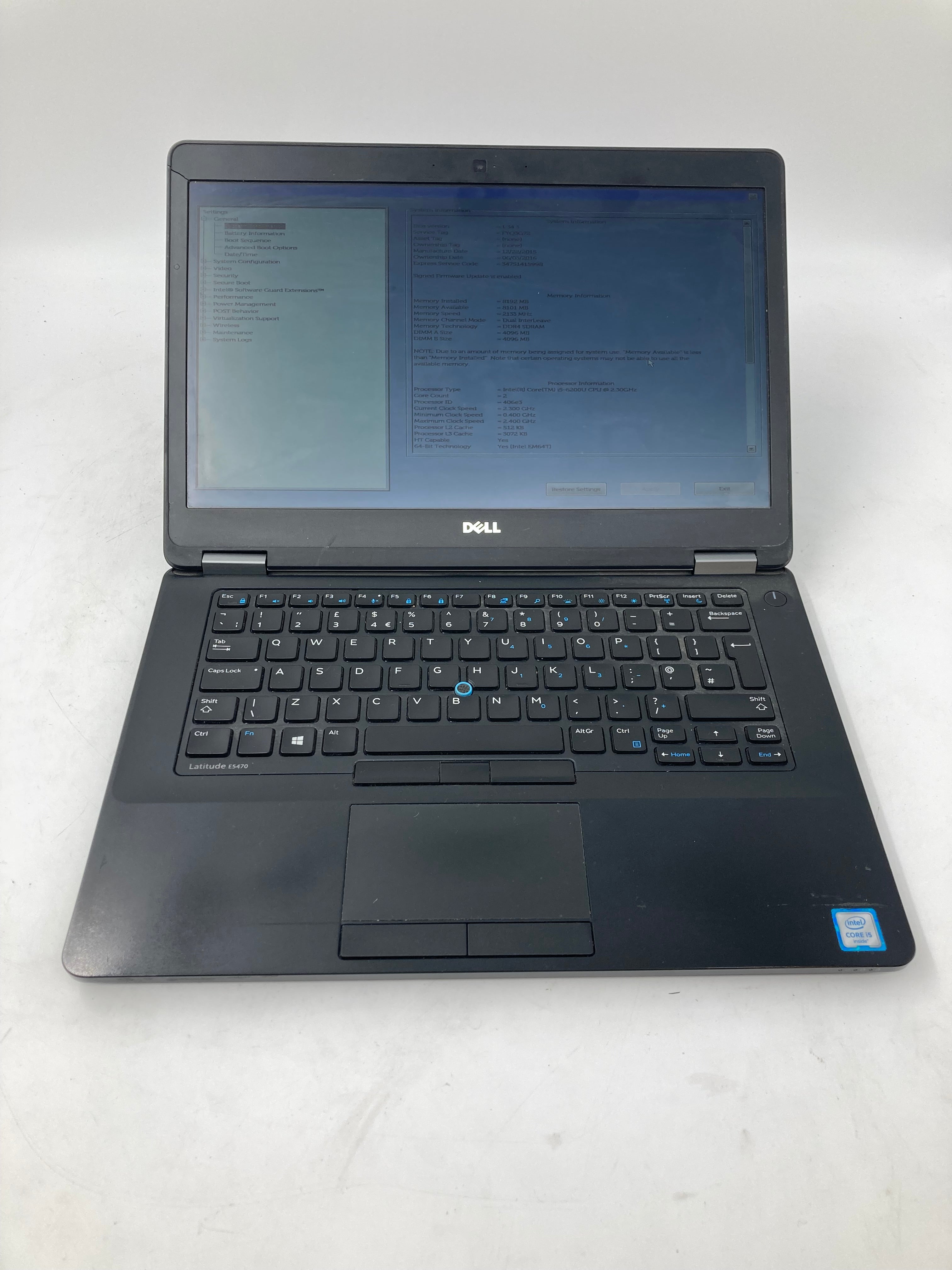 Dell Latitude E5470 14" Screen i5 6th Gen 8GB RAM No SSD -Spares-