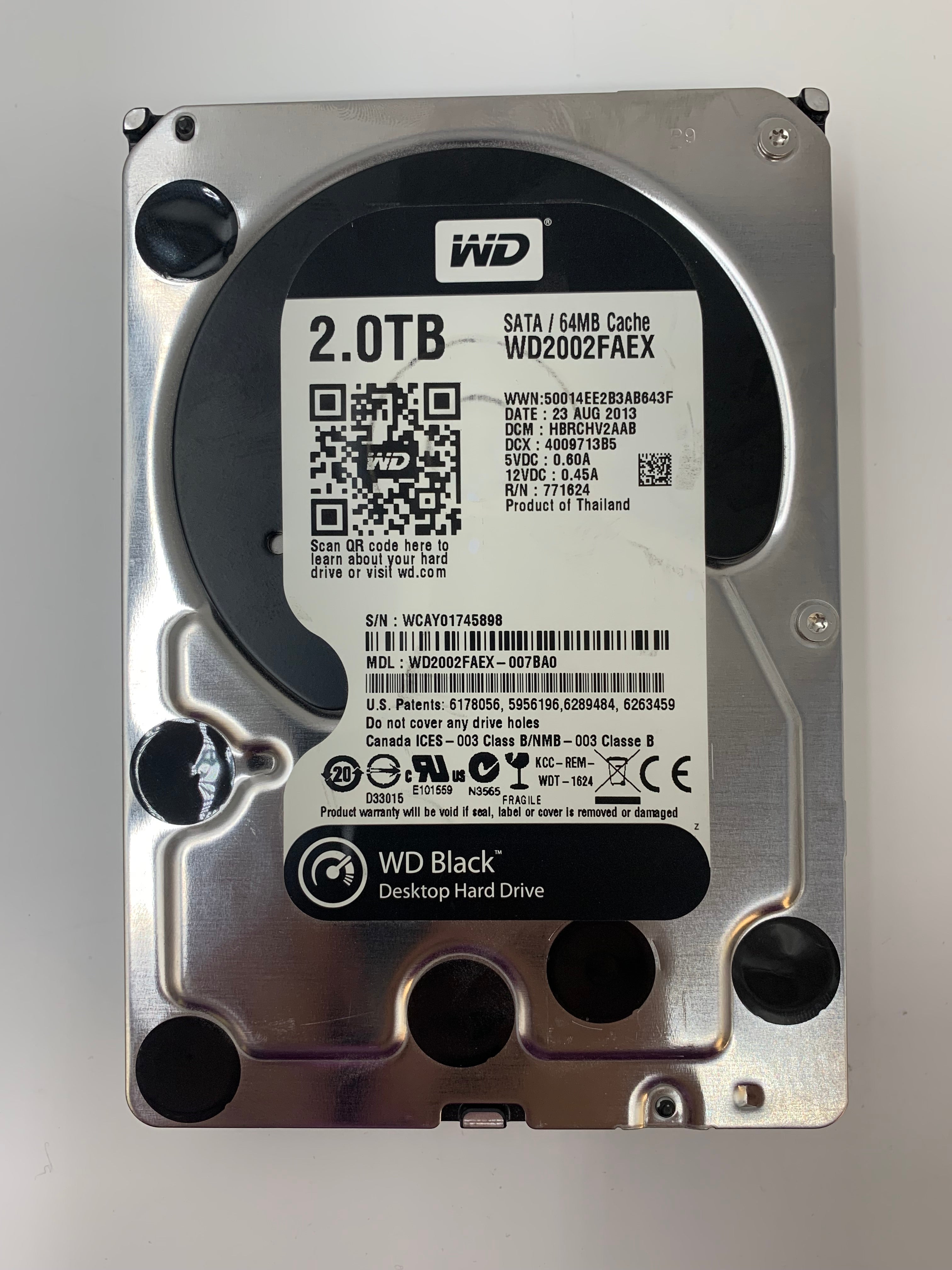 Western Digital HDD | 2TB | 3.5 Inch | SATA | WD2002FAEX | 7200 RPM | 6 Gbps