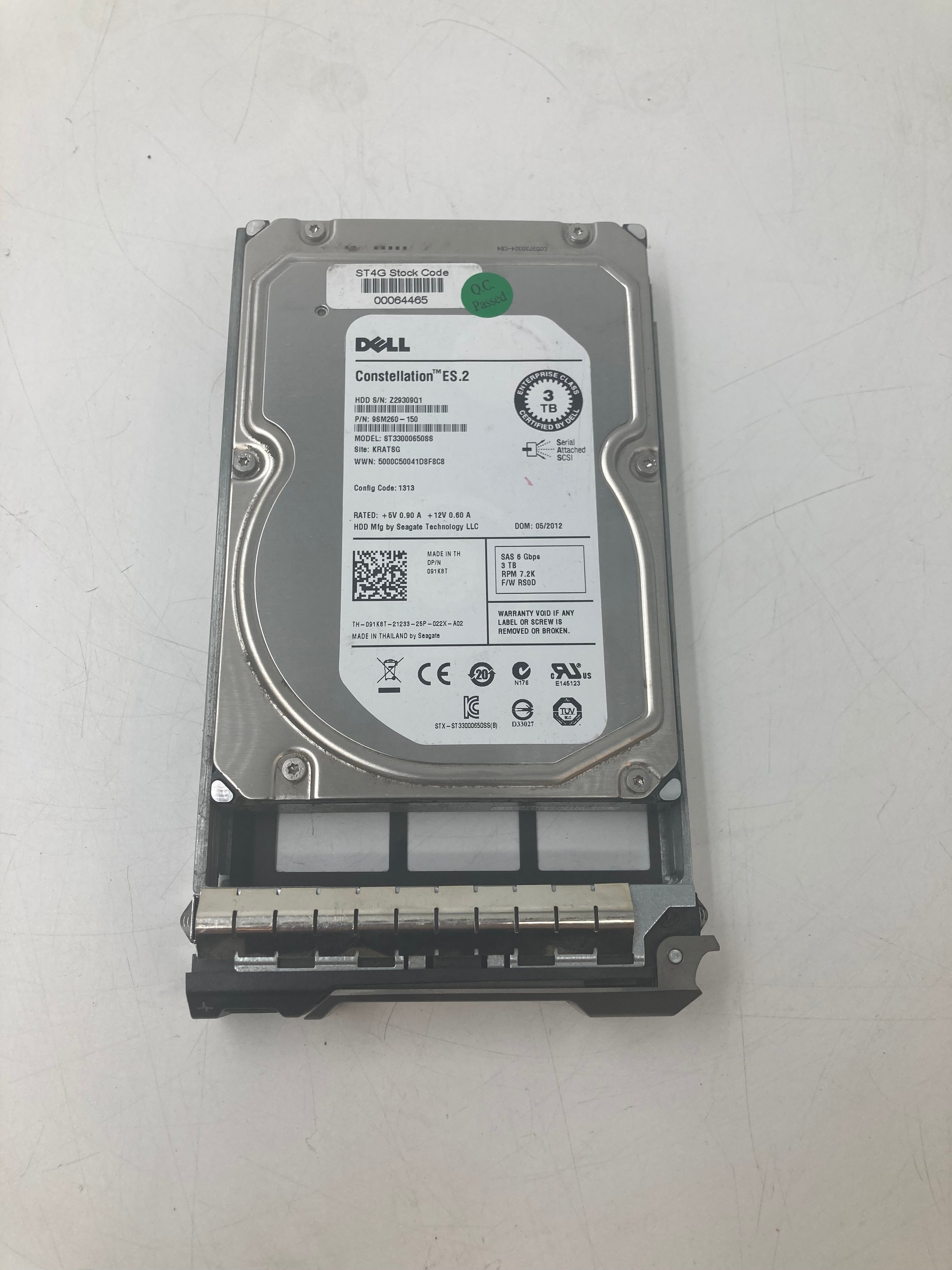 Dell 3TB 3.5" SAS Hard Drive | ST33000650SS | 7.2K RPM | 6Gbps
