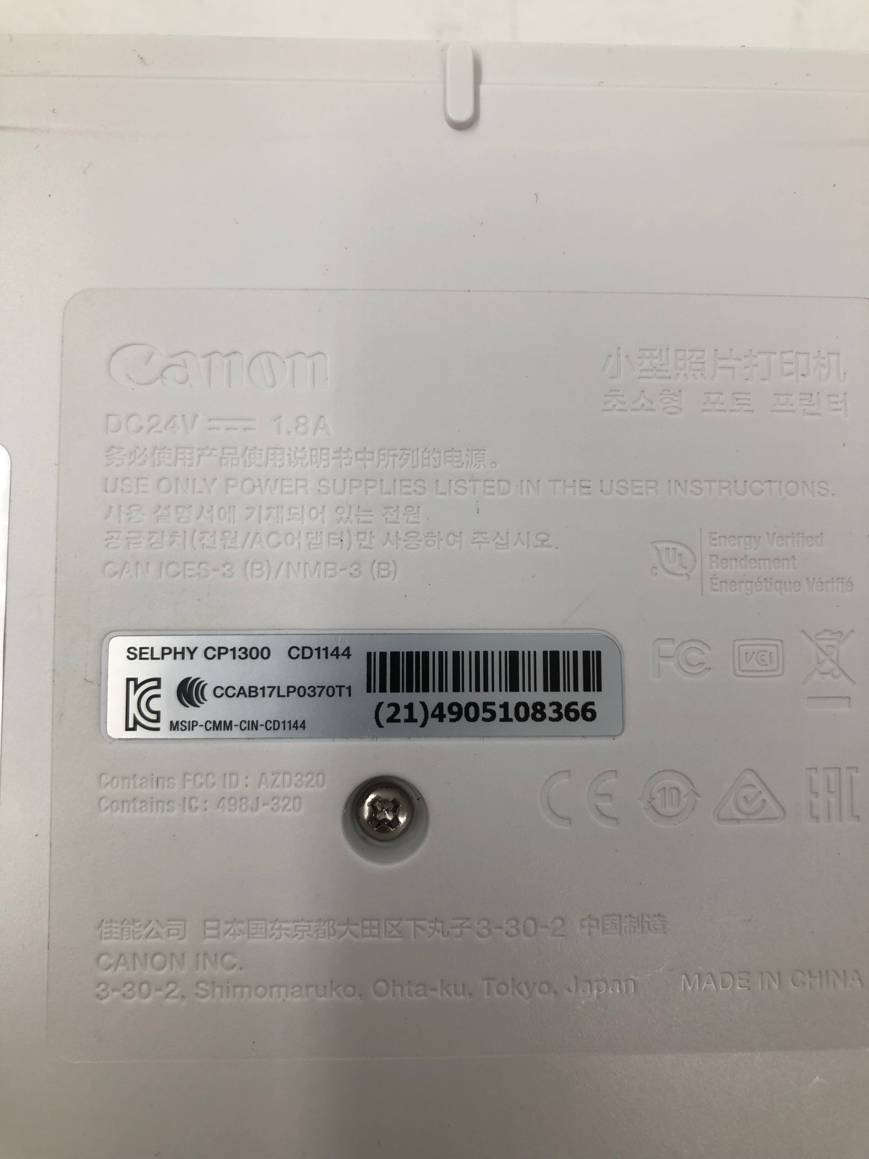 Canon Selphy CP1300 WIFI Photo Printer White