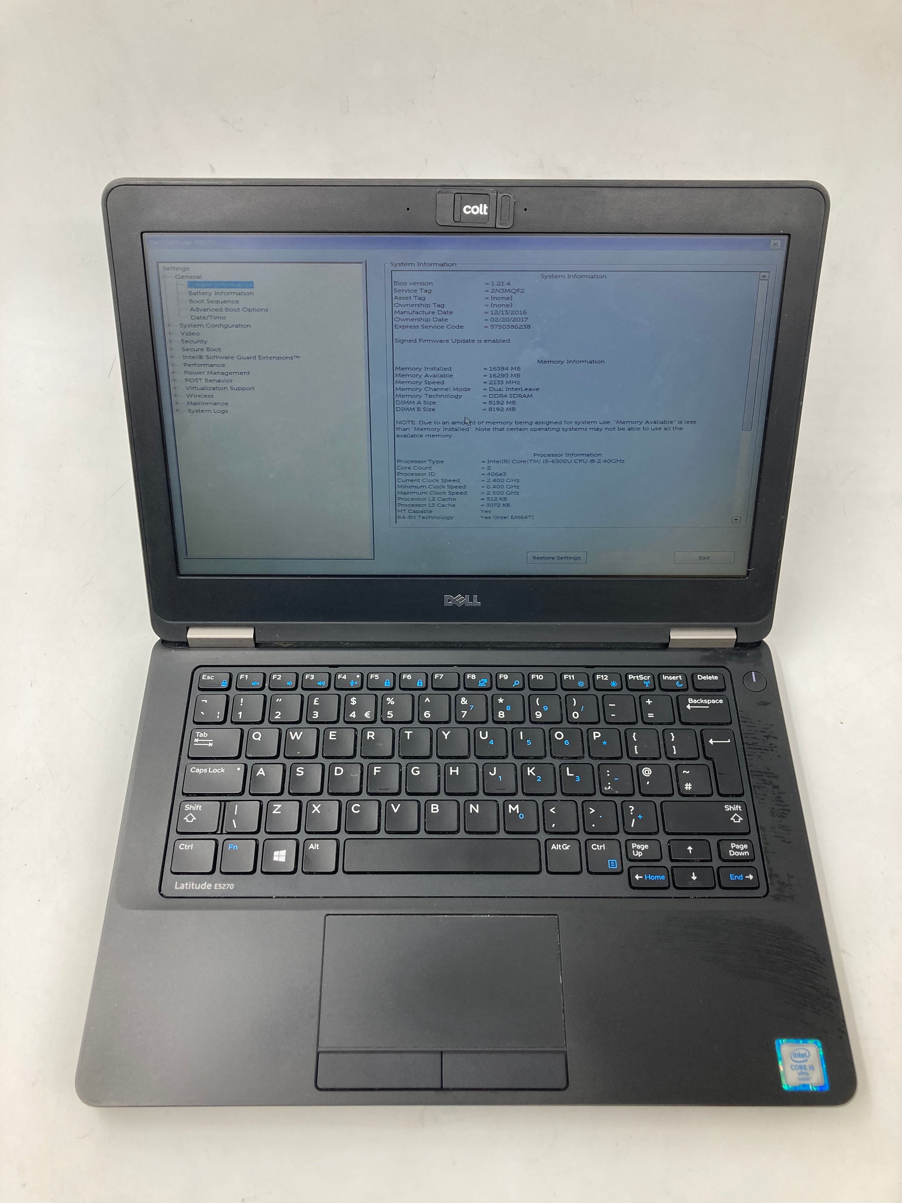 Dell Laptop Latitude E5270 12.5" i5-6300U 16GB RAM No SSD No OS #12