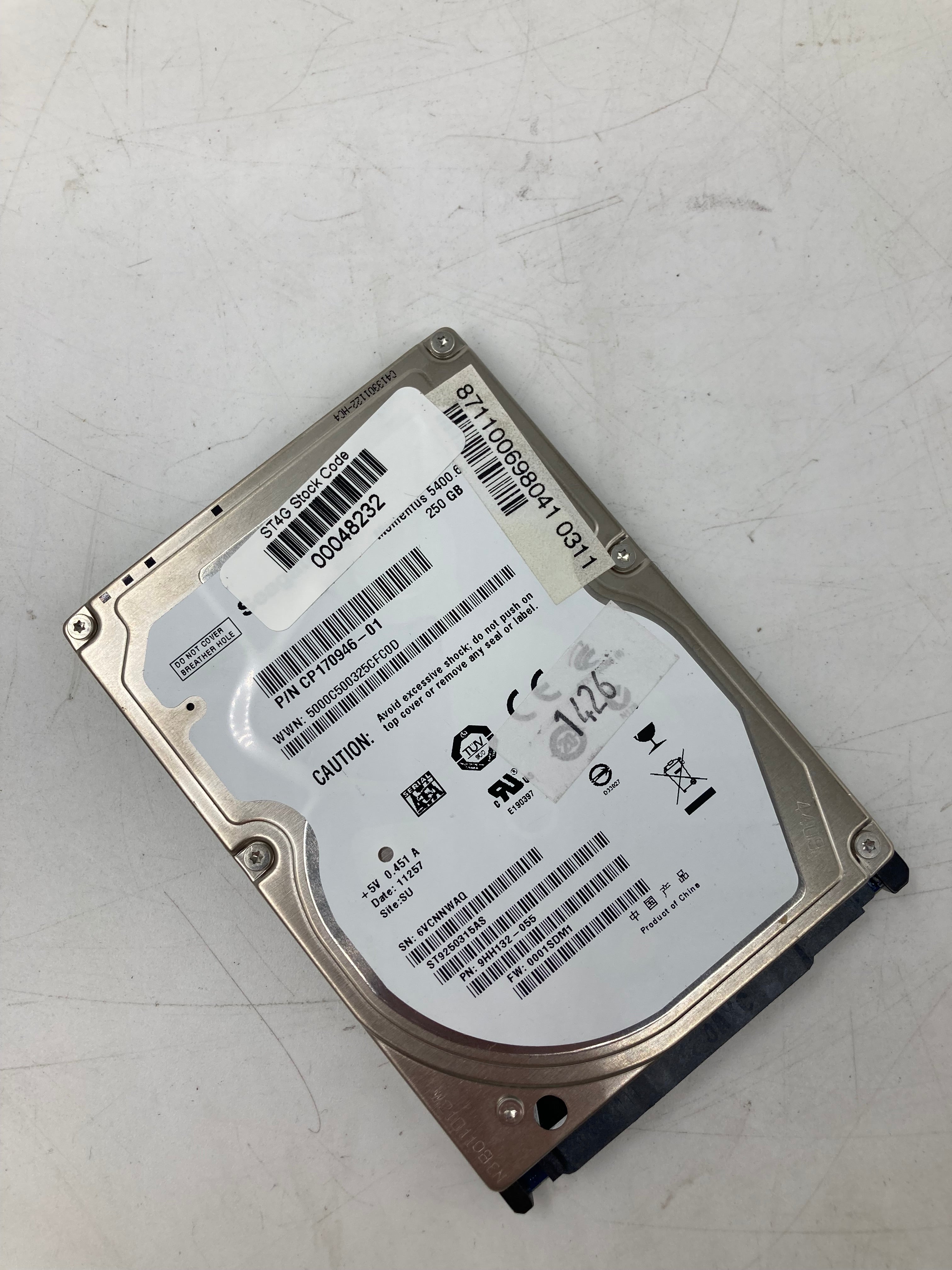 Seagate Hitachi Toshiba HDD 2.5" SATA 250GB 5.4K 7.2K RPM 1.5 3.0 Gbps Lot Of 5