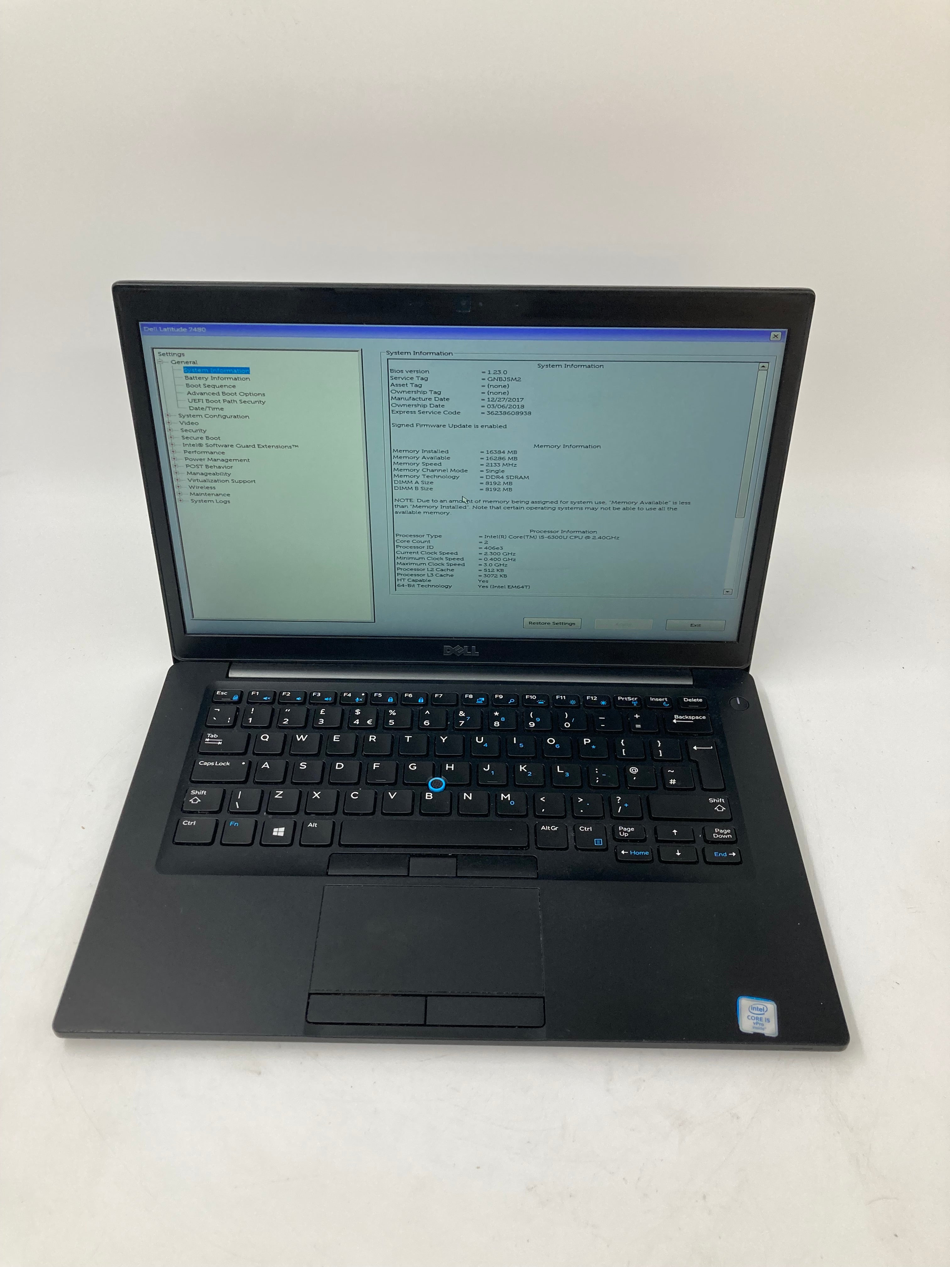 Dell Laptop Latitude 7480 14" i5 6th Gen 16GB RAM 256GB SSD No OS