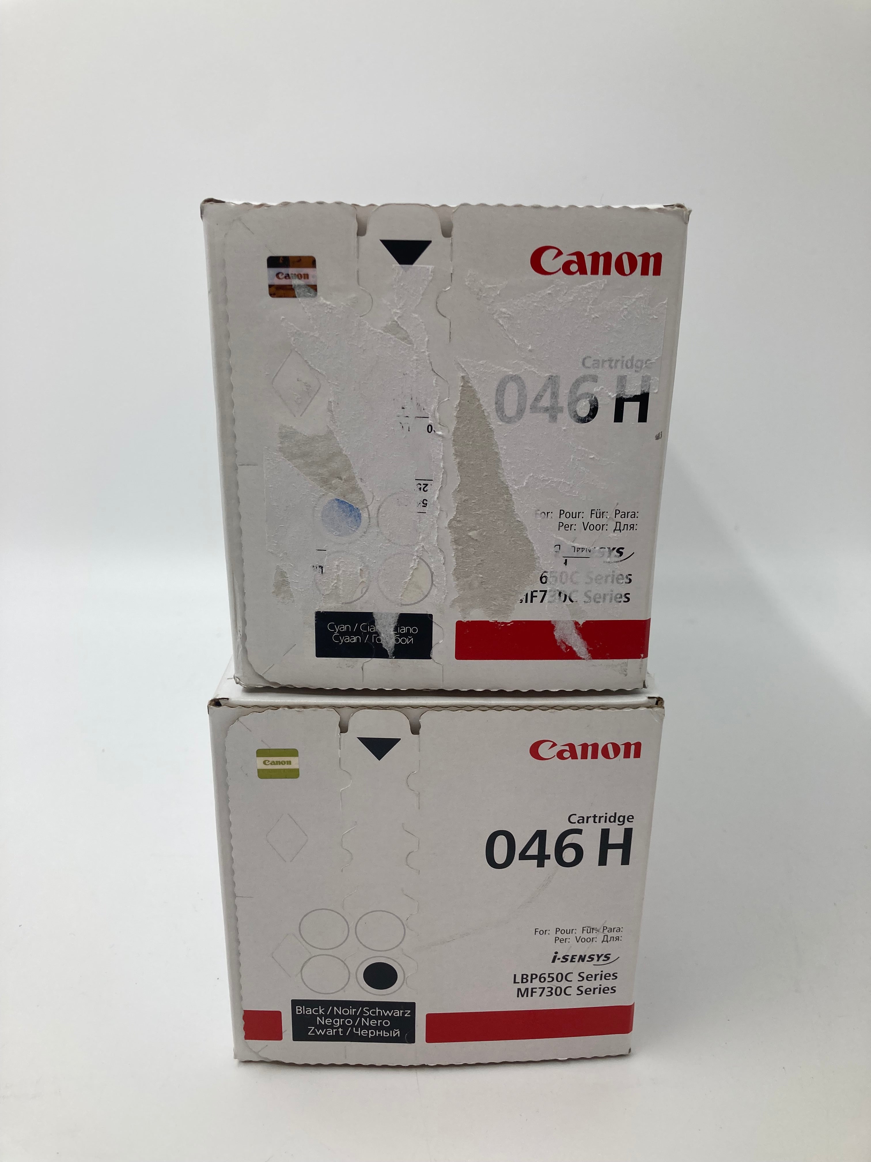Batch of 2 Genuine Canon 046 H Printer Cartridges | Cyan & Black | New In Box