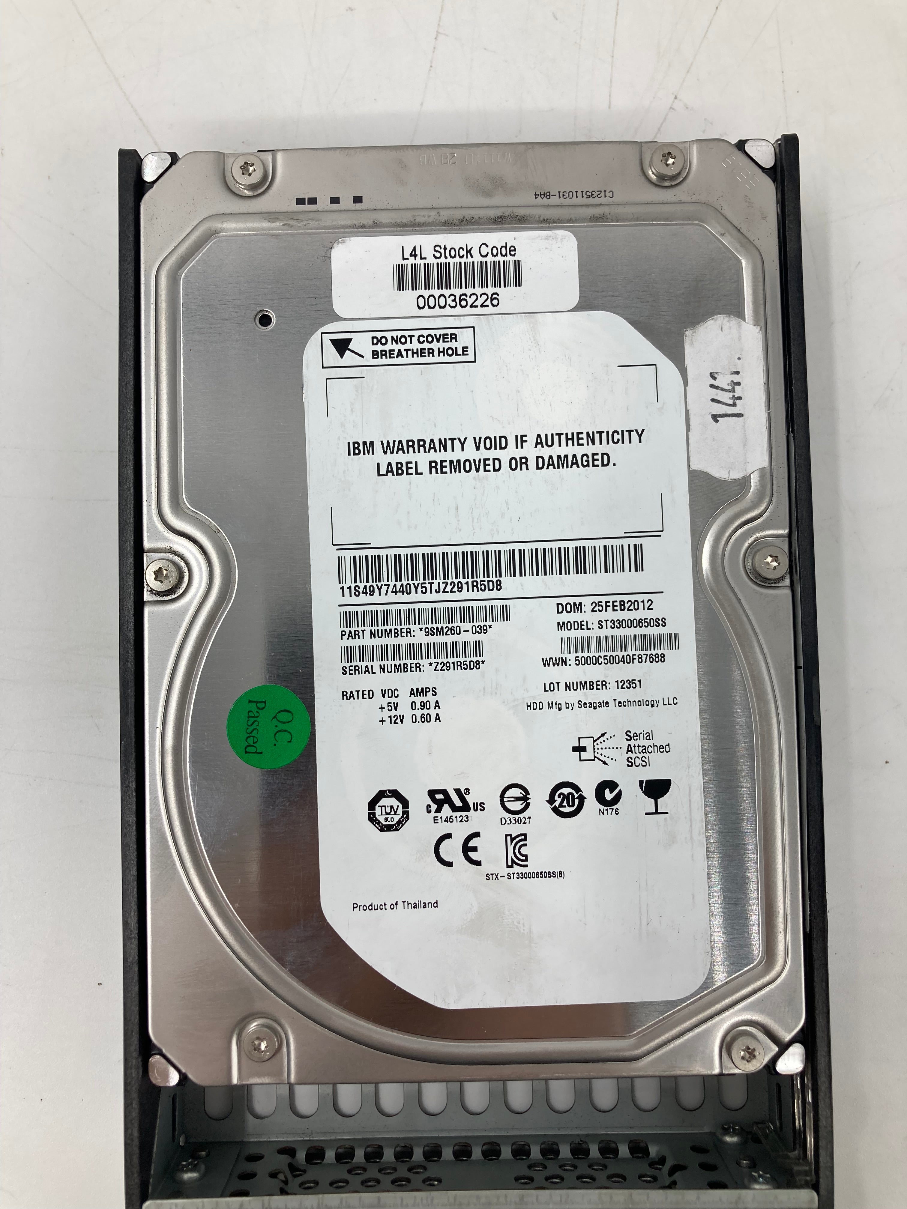 Batch of 6 IBM 3.5" SAS 3TB Hard Disk Drives 7.2K RPM