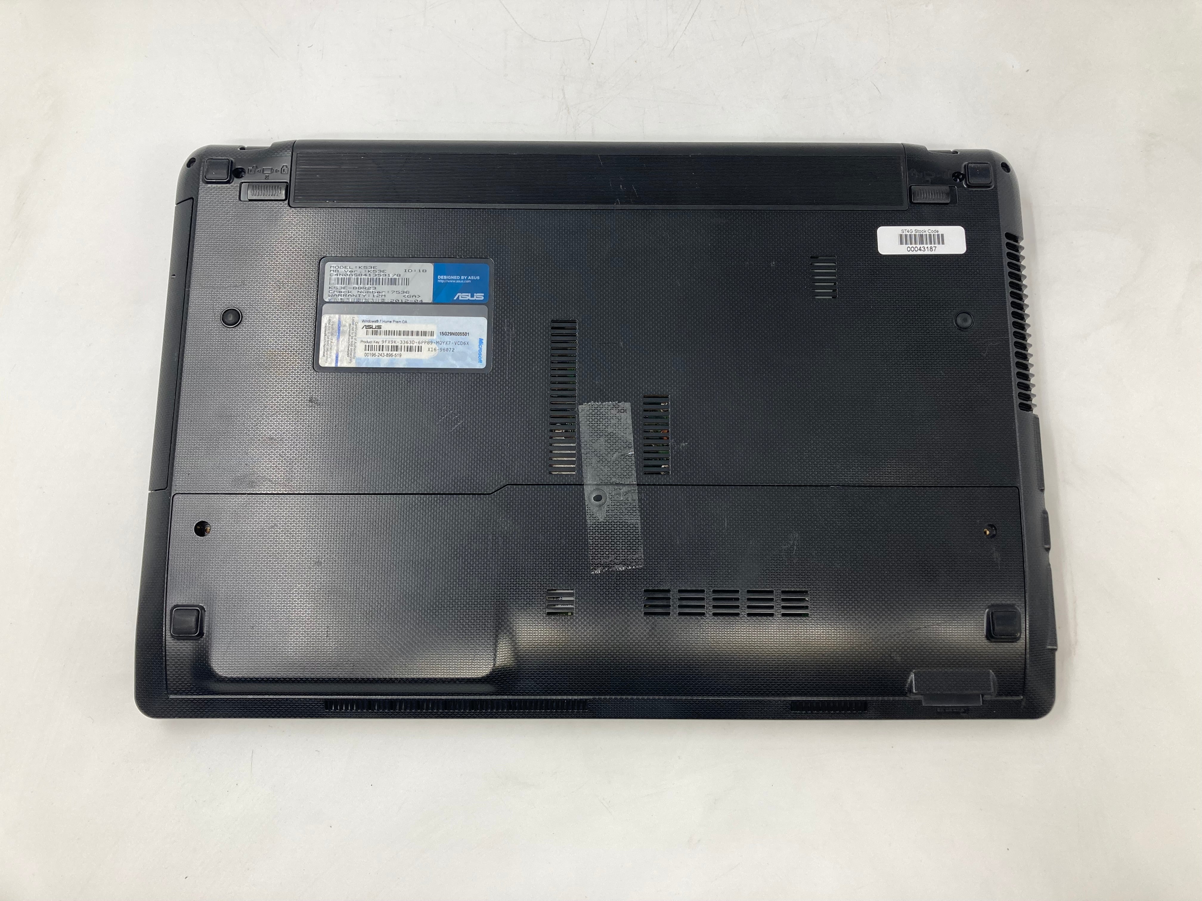 Asus Laptop K53E 15.6" i5 3rd Gen No RAM No HDD *Spares*