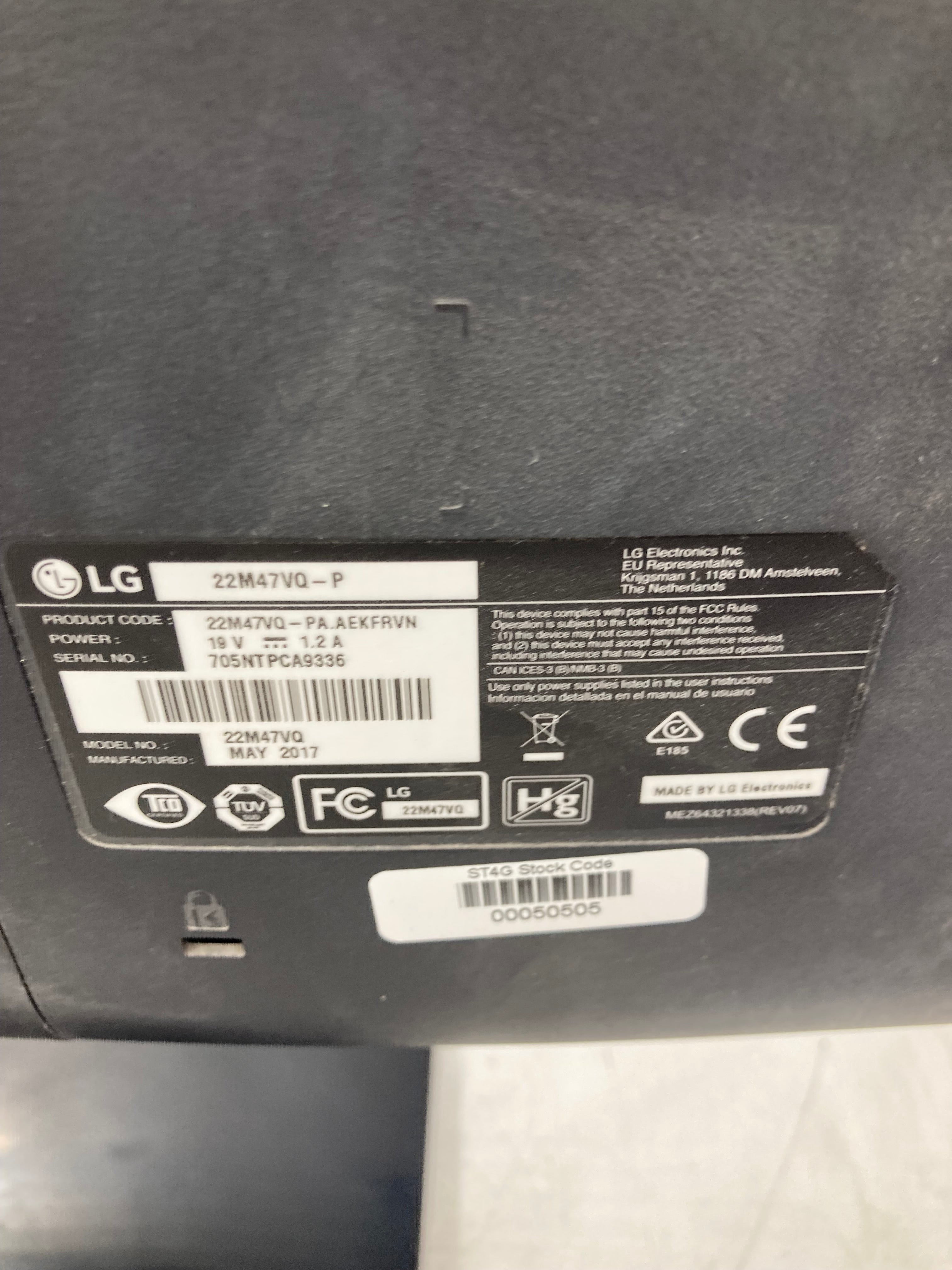 LG 22Mp47VQ-P - 22" 1920x1080 LCD Monitor HDMI DVI VGA