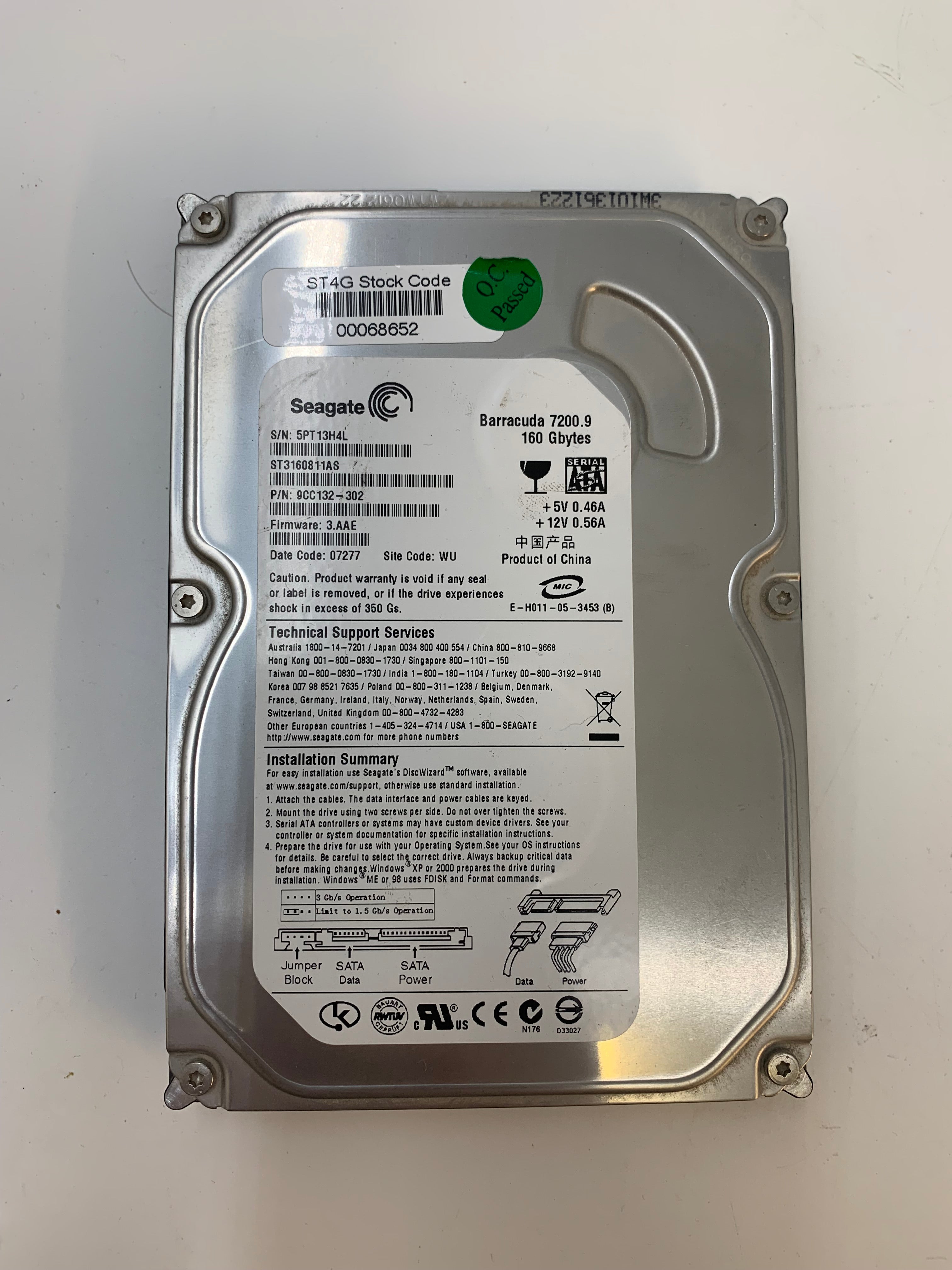 Seagate HDD | 160GB | 3.5 inch | SATA | MIXED MODELS | 7.2K RPM | Lot of 20
