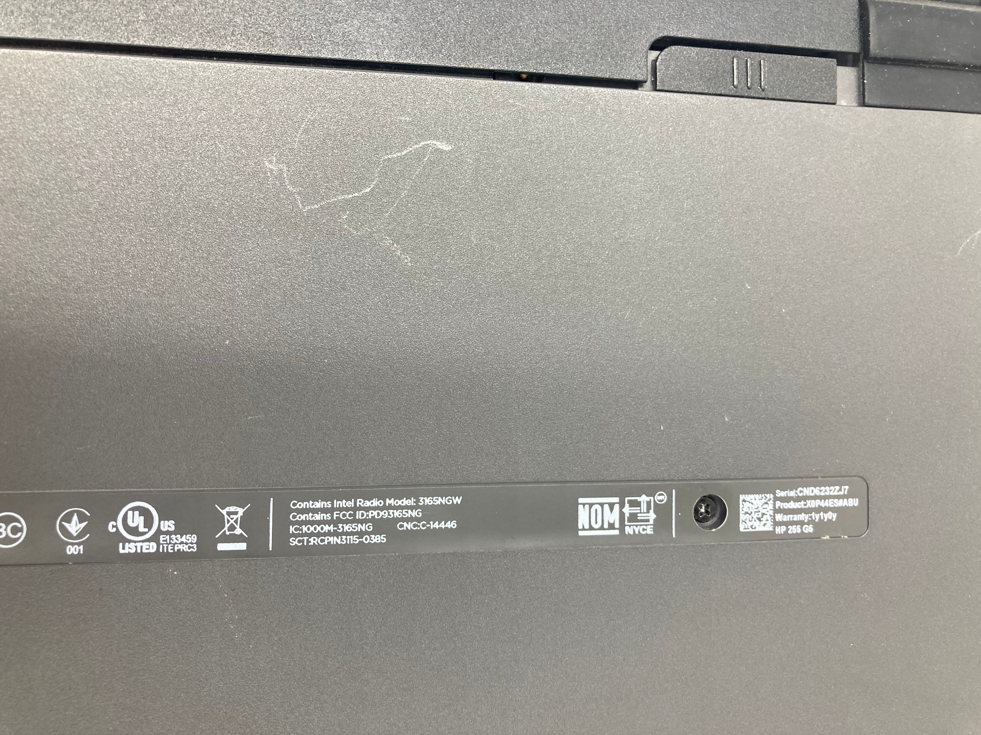 HP 255 G5 15" Screen AMD A6 7th gen 4GB RAM No SSD No OS *Spares"