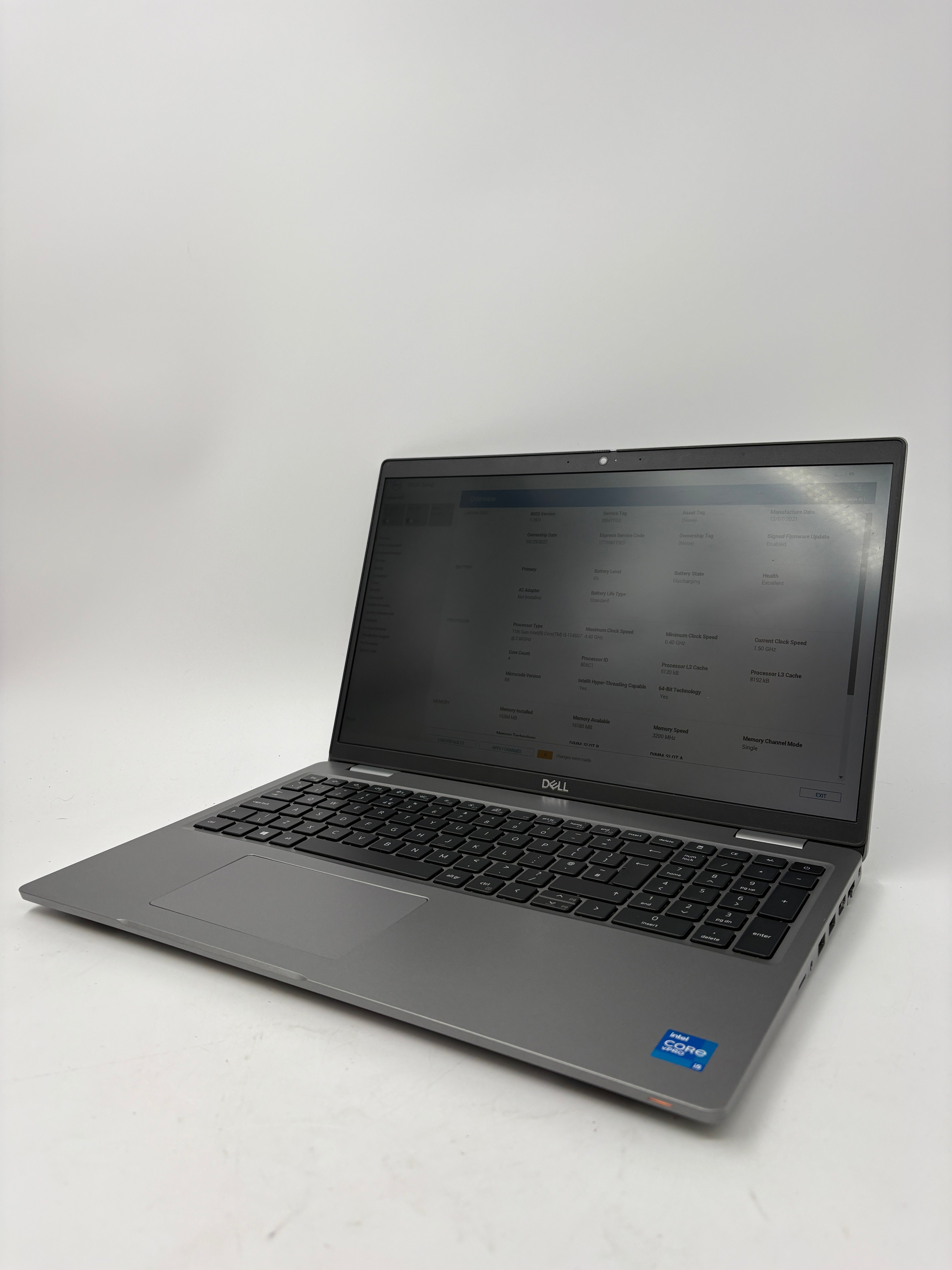 Dell Laptop Latitude 5520 15.6" Screen i5 11th Gen 16GB RAM No SSD No OS Spares