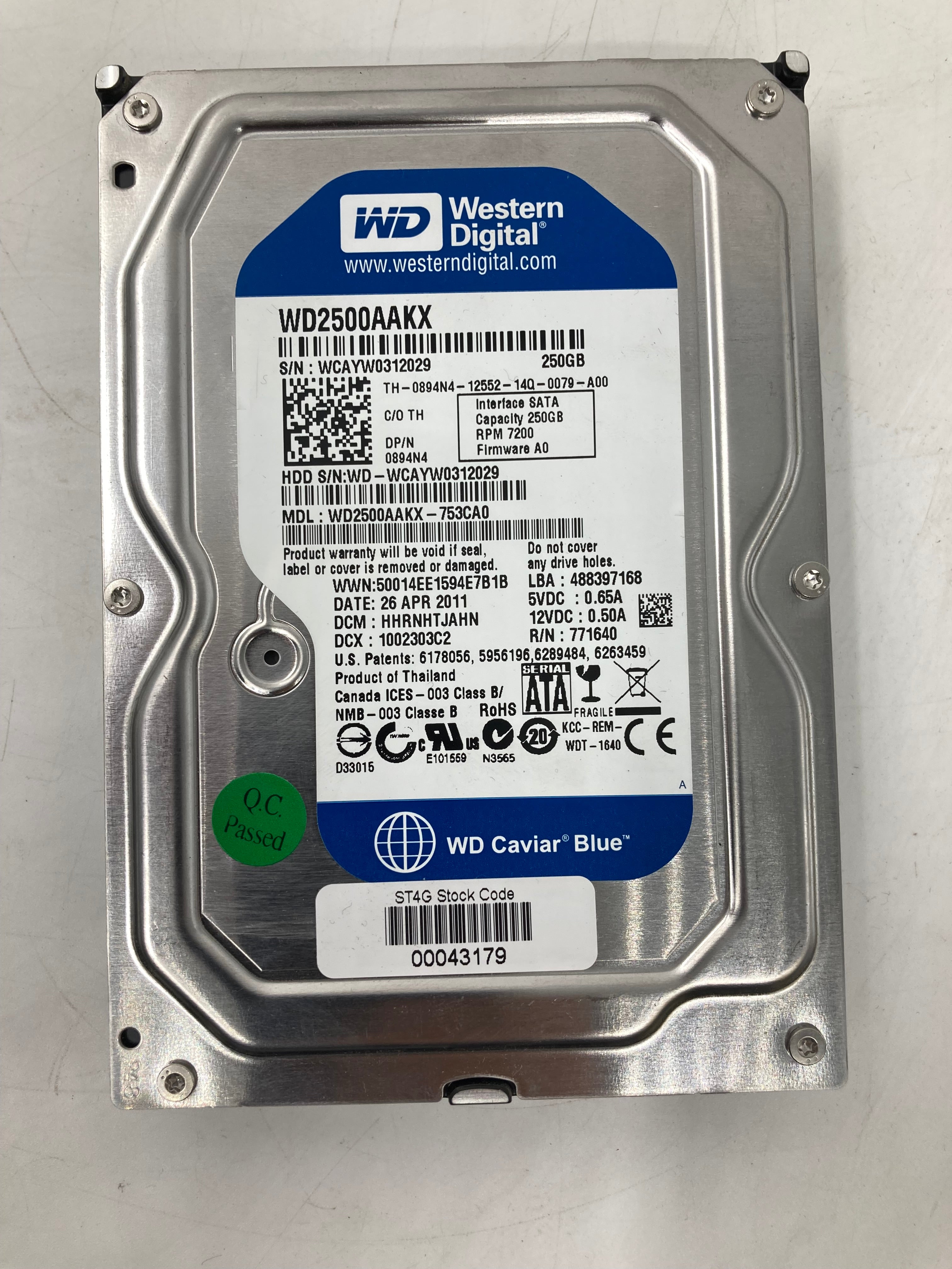 Batch of 7 3.5" 250GB SATA Hard Disk Drives - Mixed Brands