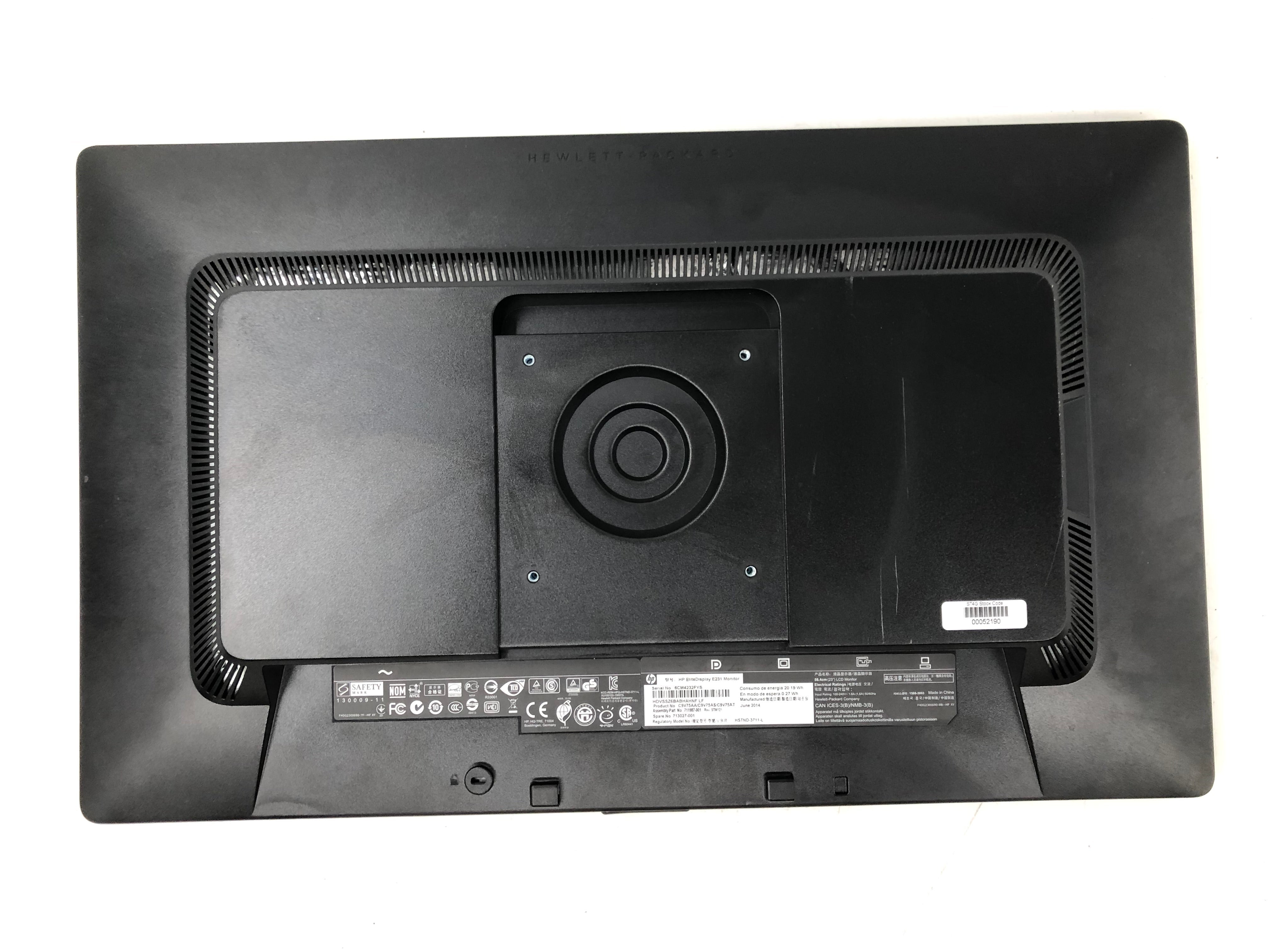 HP Monitor E231 23" VGA Display Port No Stand