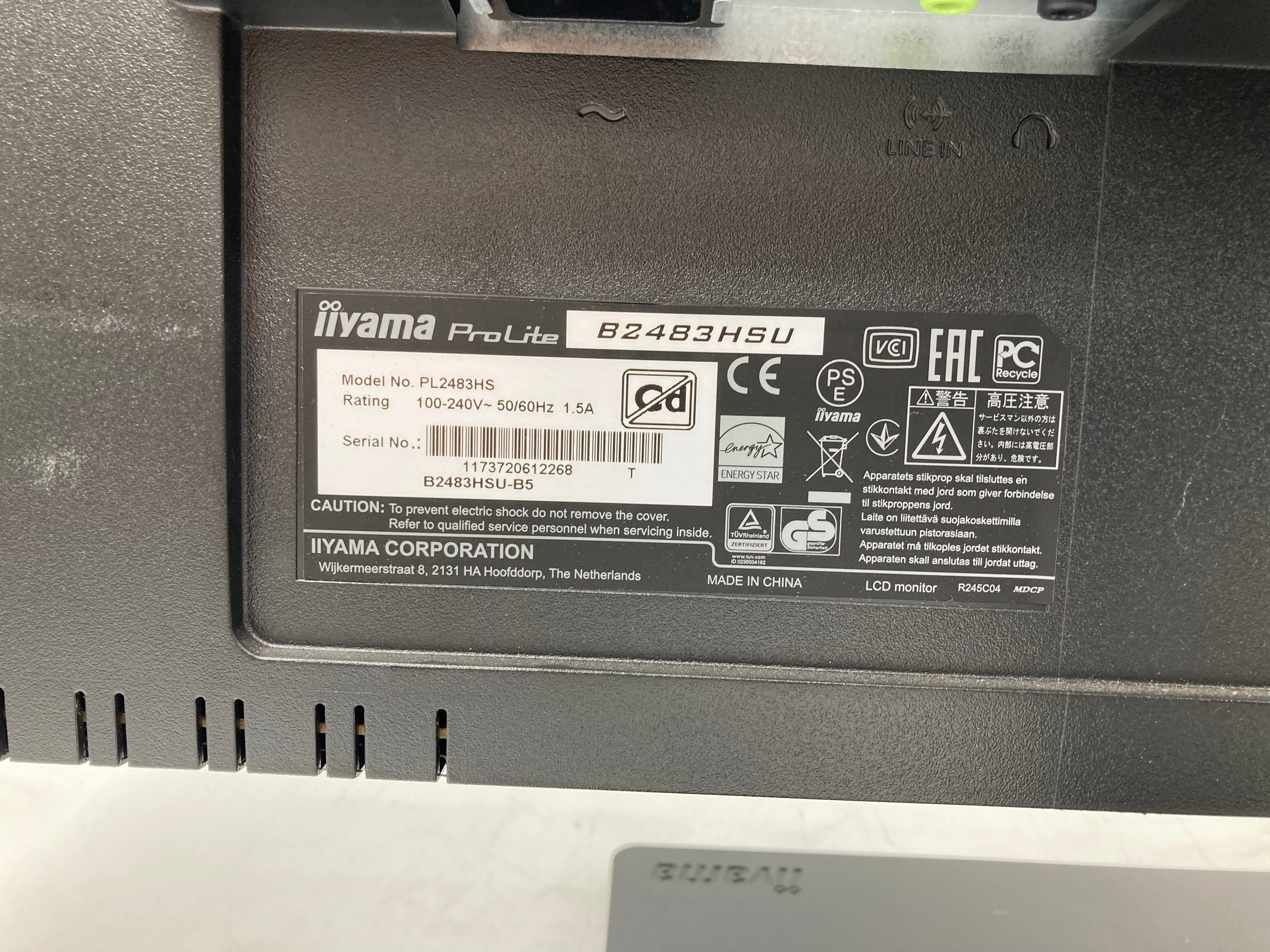 iiyama ProLite B2483HSU 24" Monitor With Stand VGA DisplayPort HDMI