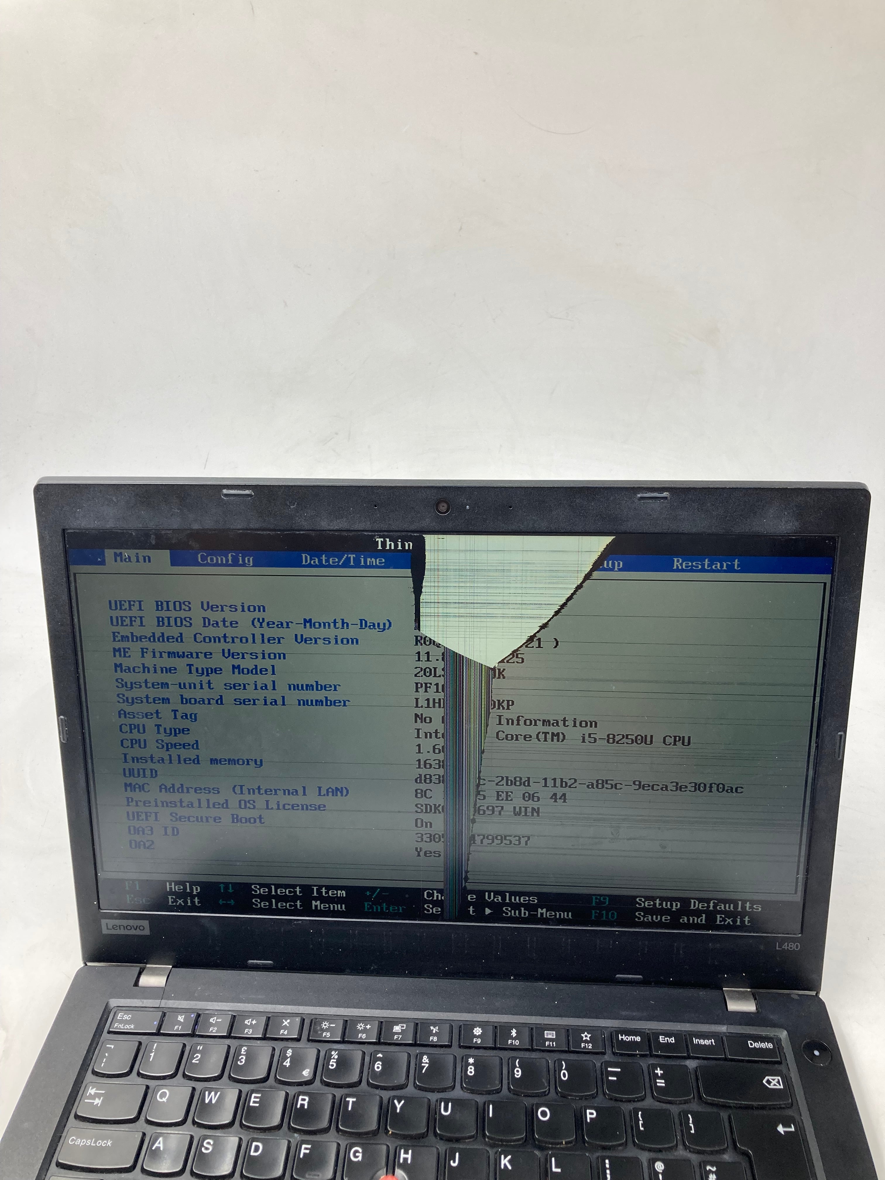 Lenovo Laptop ThinkPad L480 14" i5 8th Gen 16GB RAM No SSD No OS