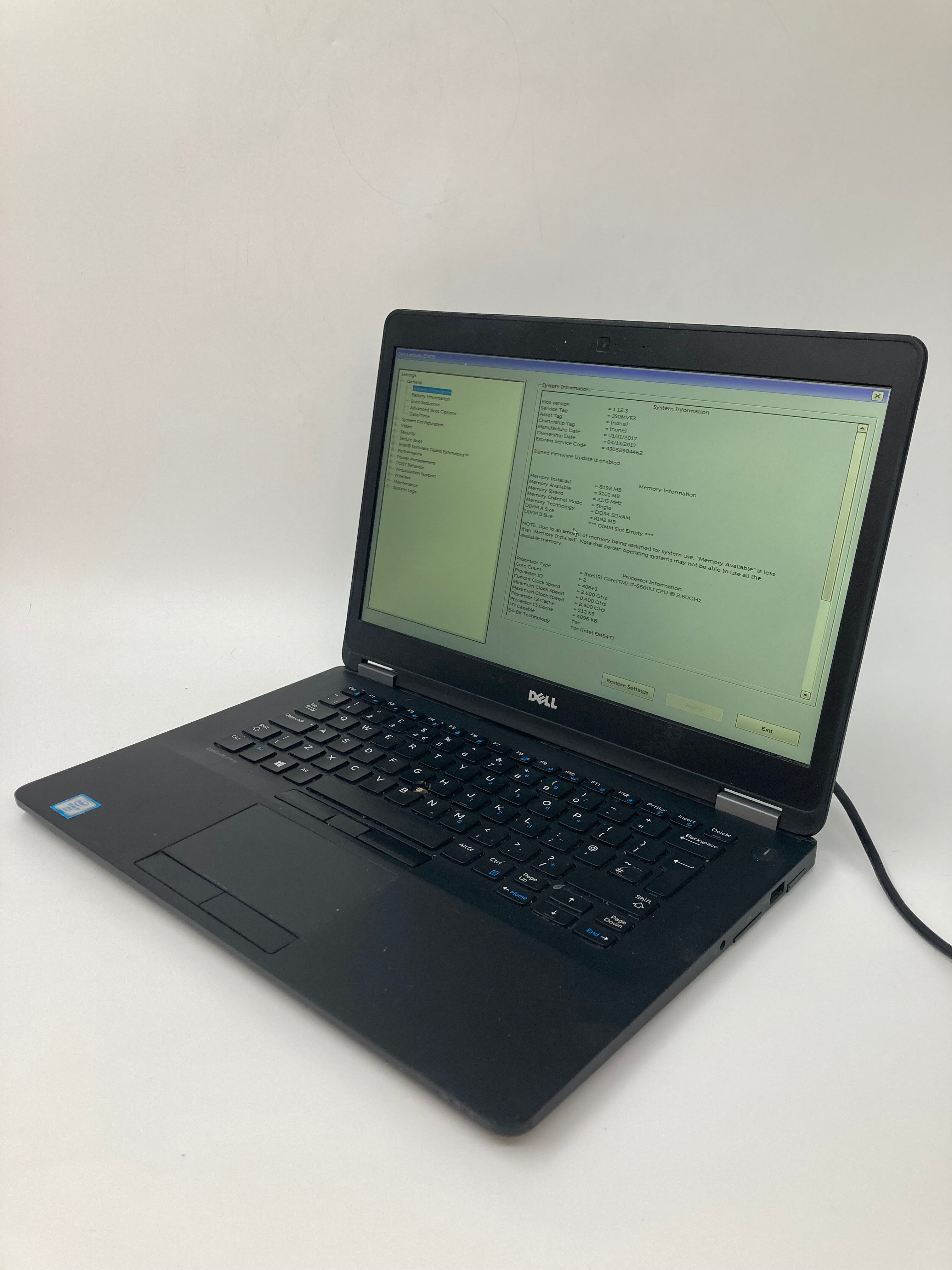 Dell Laptop Latitude E7470 14" Screen i7 6th Gen 8GB RAM No SSD No OS *Spares*