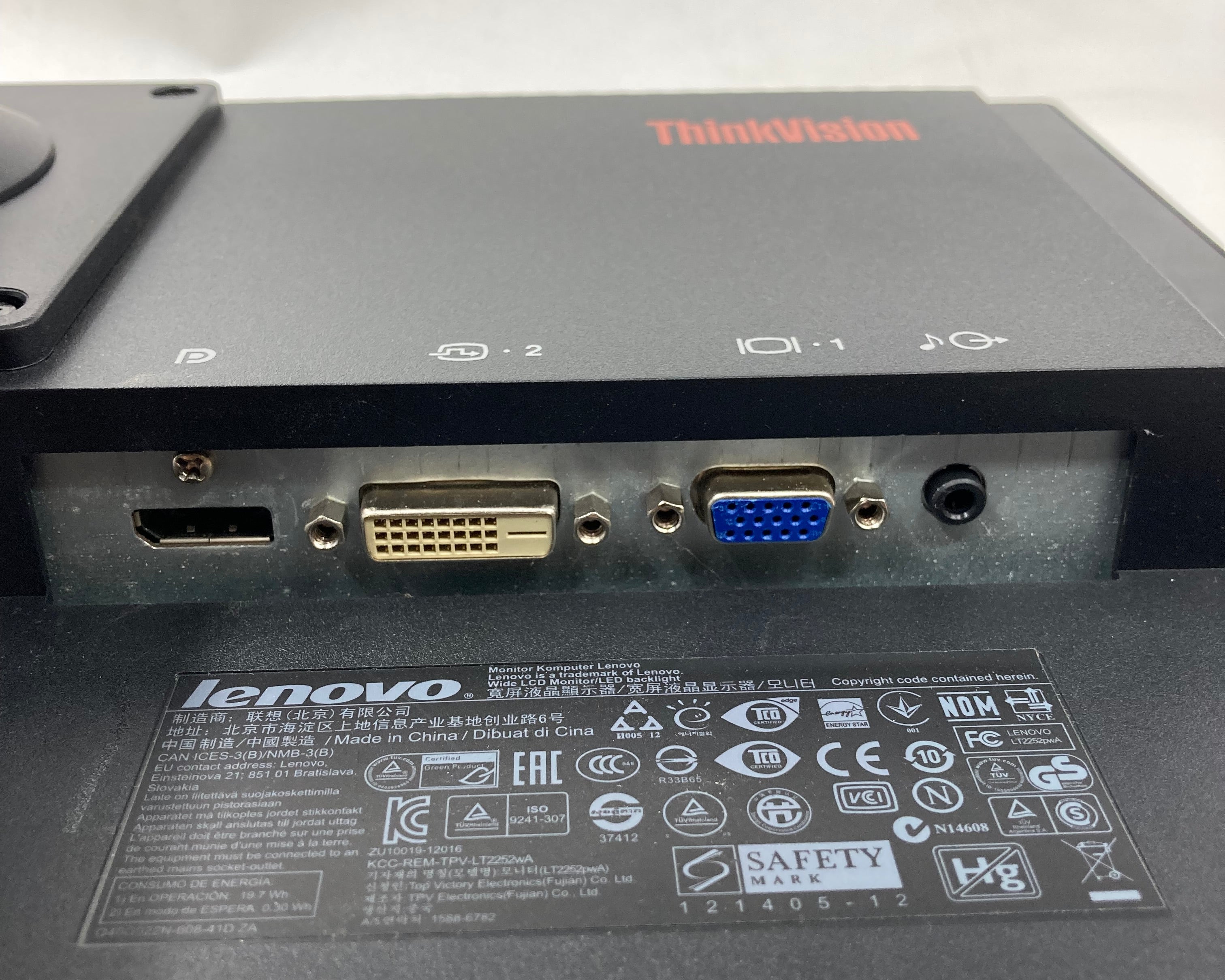 Lenovo ThinkVision LT2252PWA 22" LCD Widescreen DP/VGA Monitor - Stand Included