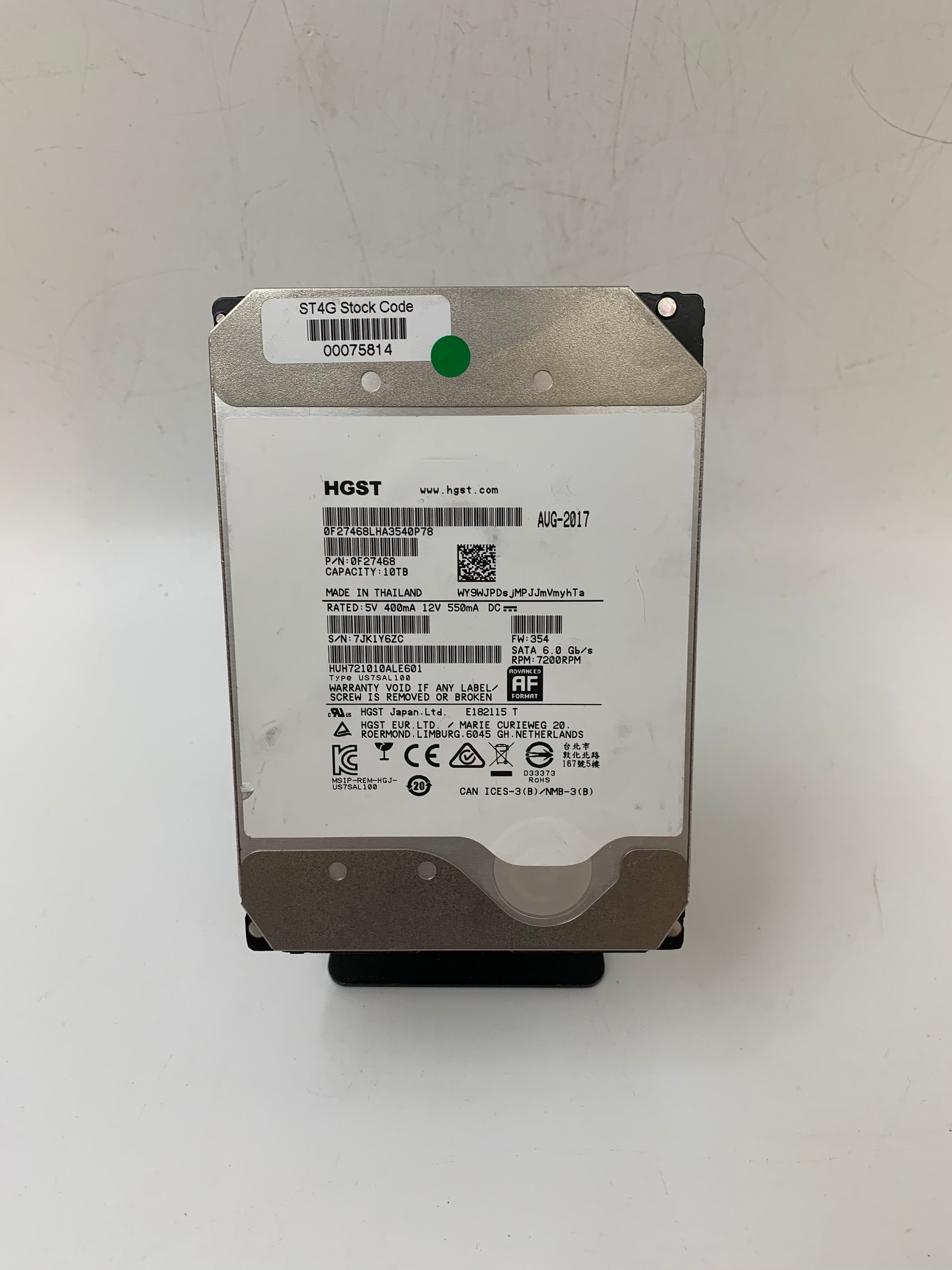 HGST HDD | 10TB | 3.5 inch | SATA | HUH721010ALE601 | 7.2K RPM | 6Gbps