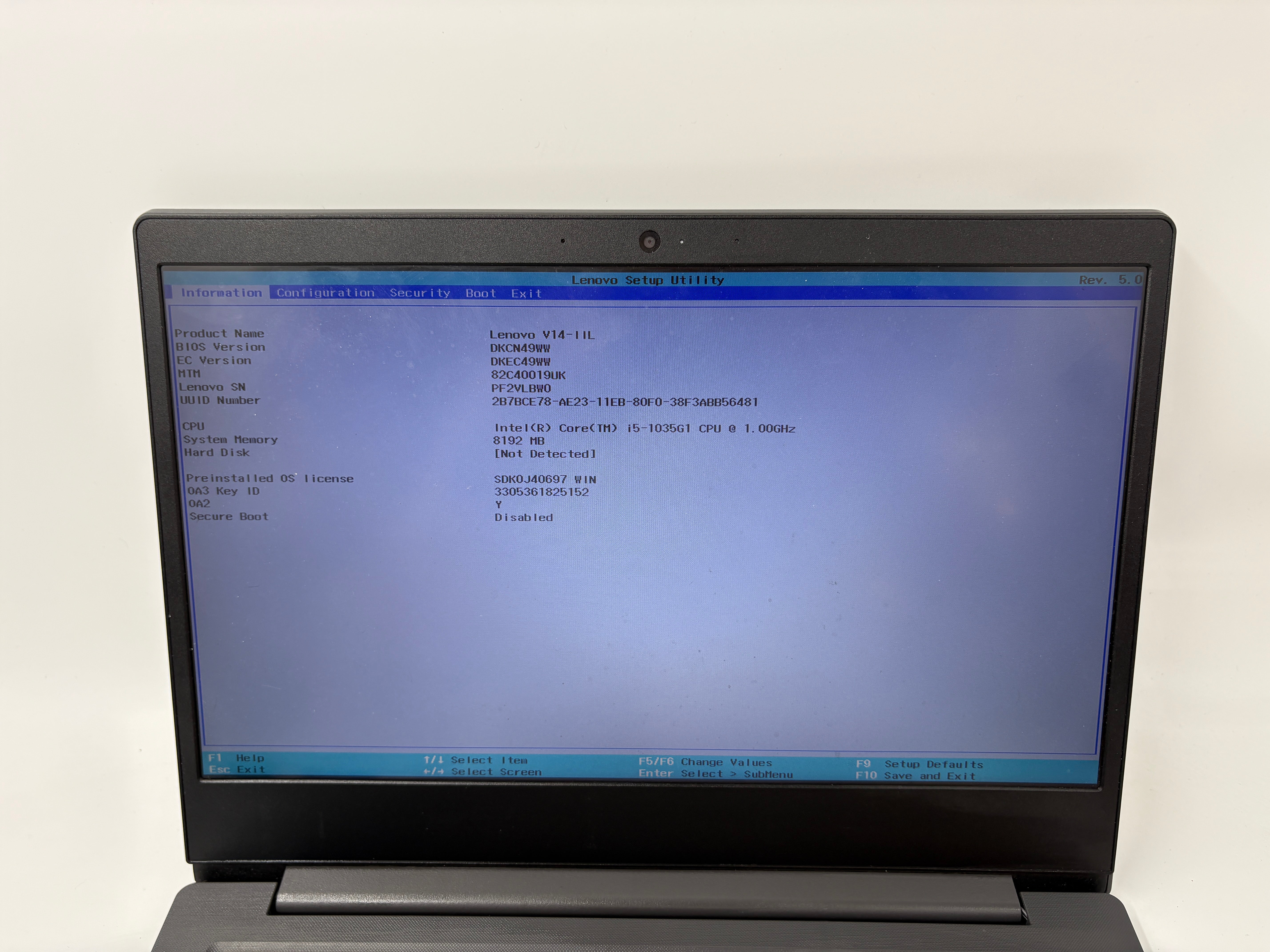 Lenovo V14-IKL 14" Screen i5 10th Gen 8GB RAM NO SSD NO OS