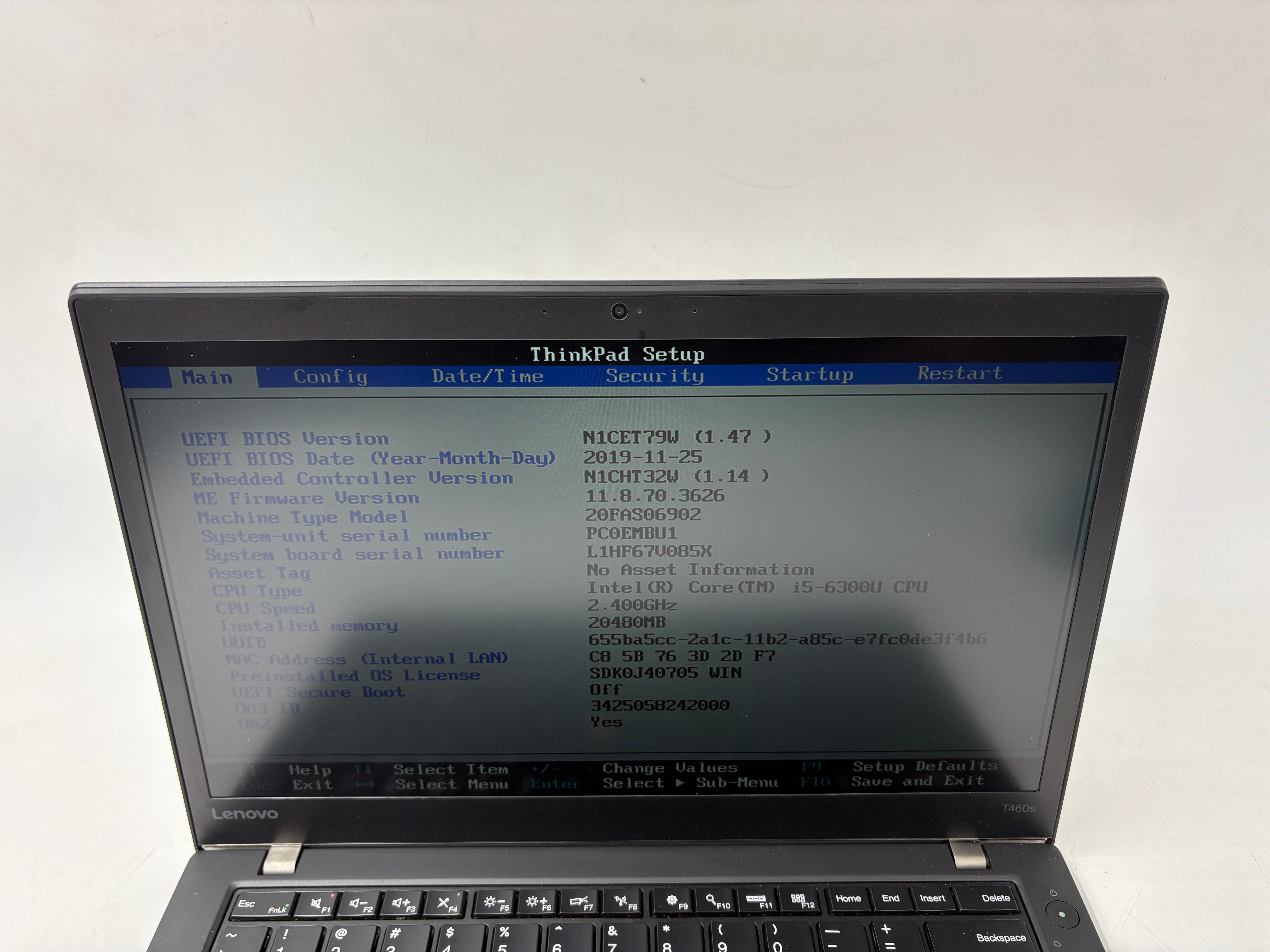 Lenovo Laptop Thinkpad T460s 14" Screen i5 6th Gen 20GB RAM NO SSD NO OS