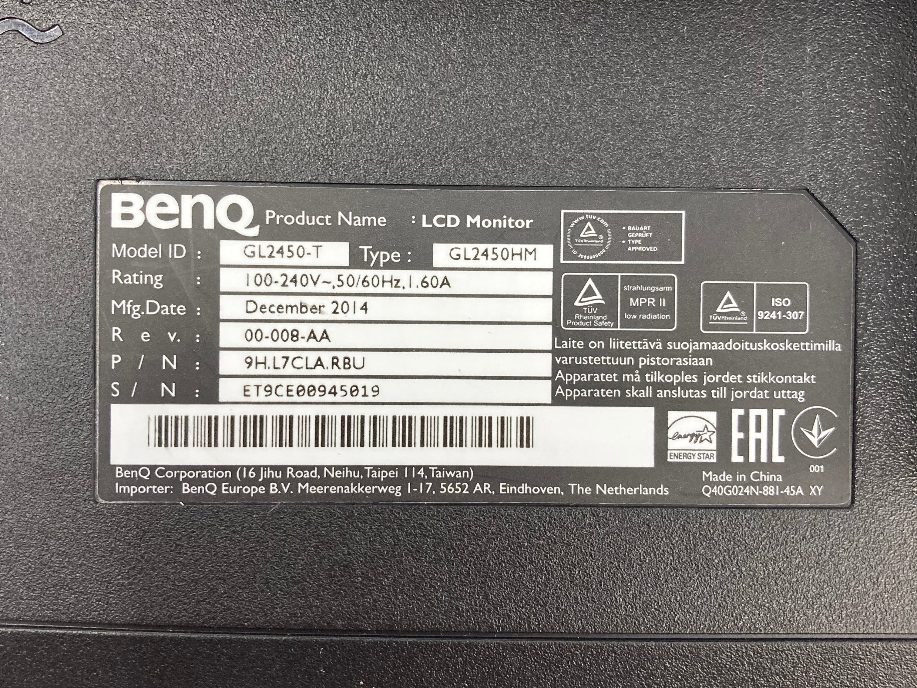 BenQ GL2450-T 24" LCD Monitor VGA/HDMI - Black