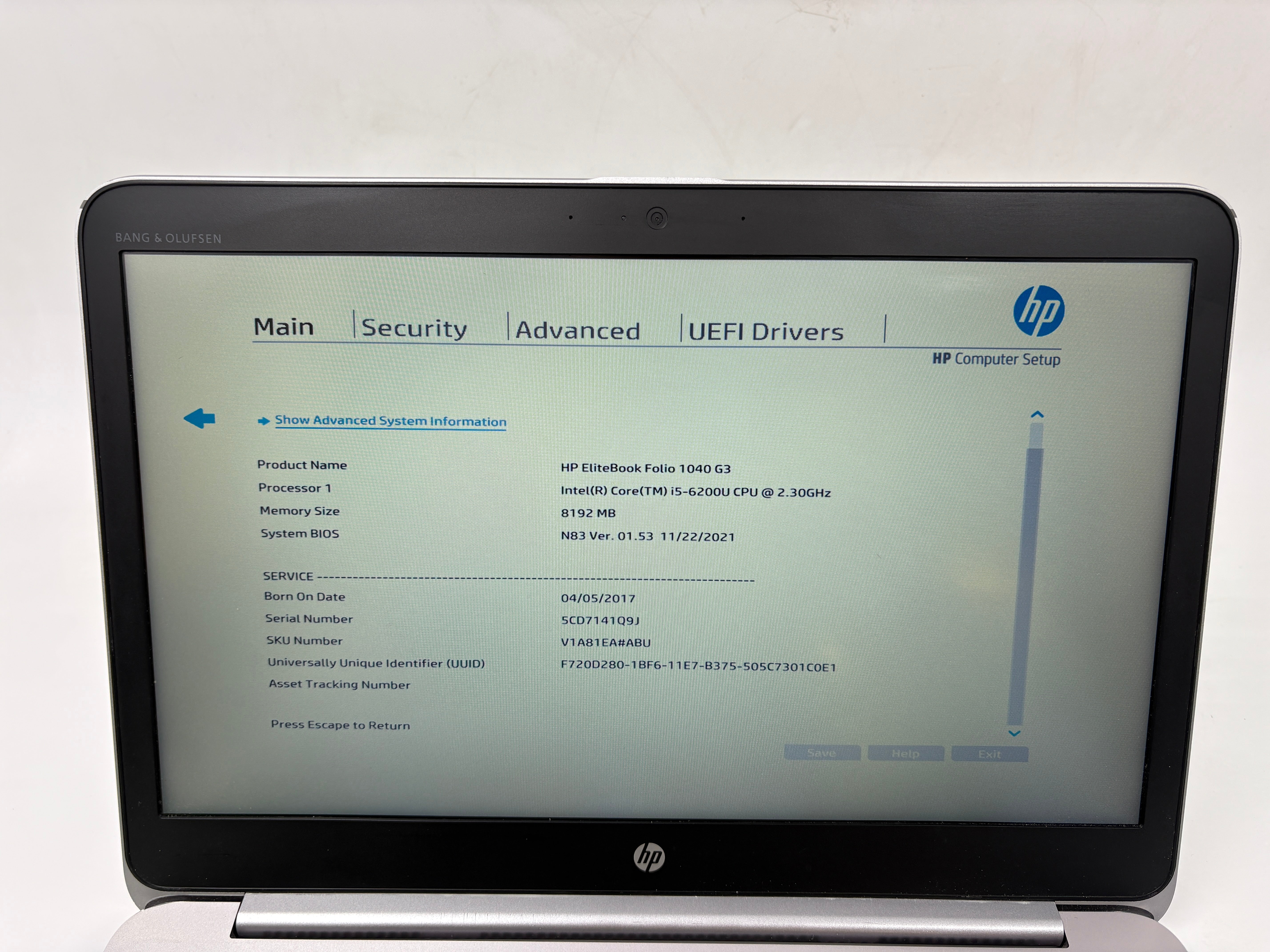 HP Laptop EliteBook Folio 1040 G3 i5 6th Gen 8GB RAM NO SSD NO OS