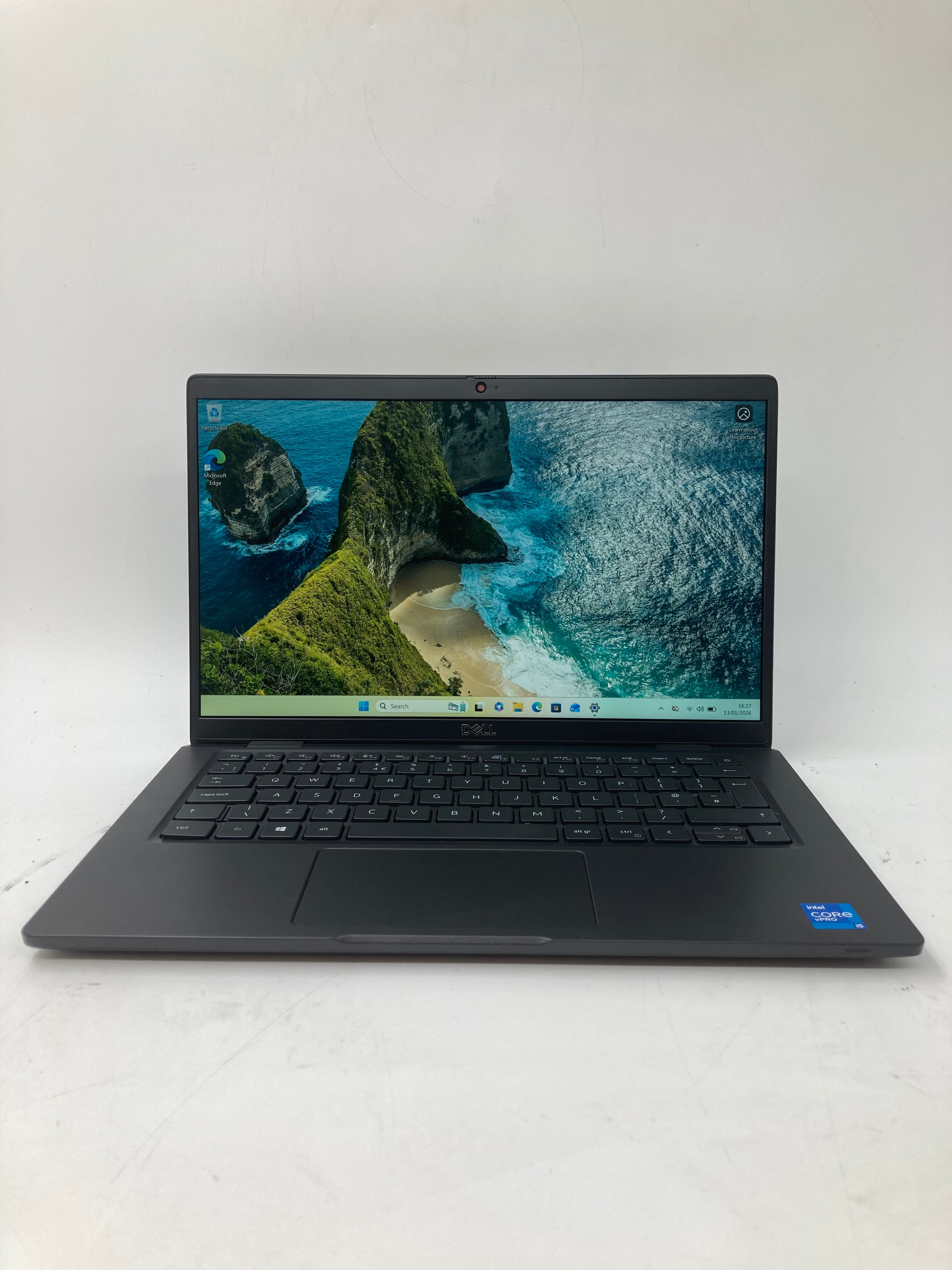 Dell Latitude 7320 front view showing 13" screen and full size keyboard