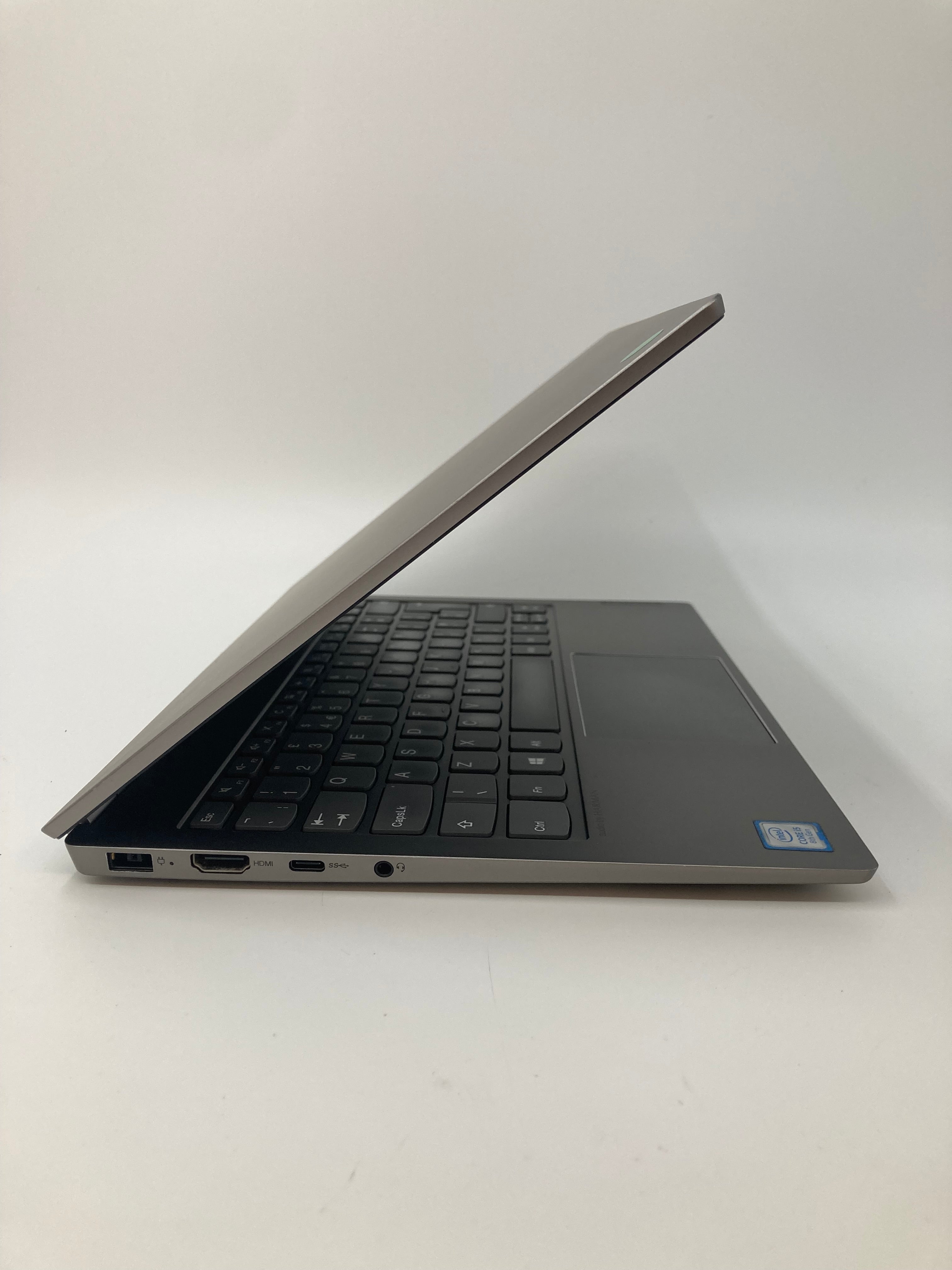 Lenovo ThinkBook 13S-IWL side view showing USB, HDMI, USB-C, and AUX ports