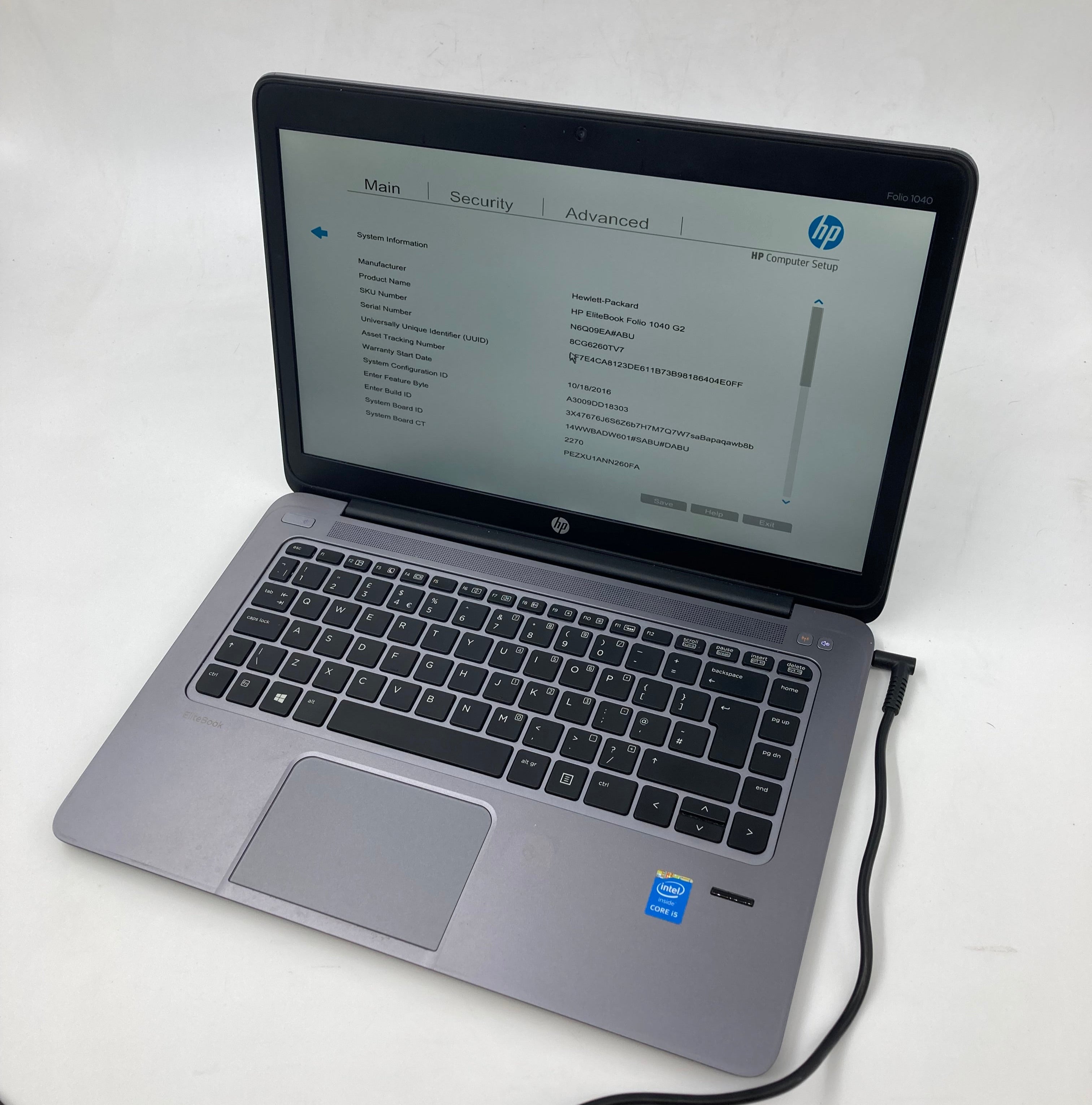 HP Laptop EliteBook Folio 1040 G2 14" i5 5th Gen 8GB RAM No HDD *Spares*