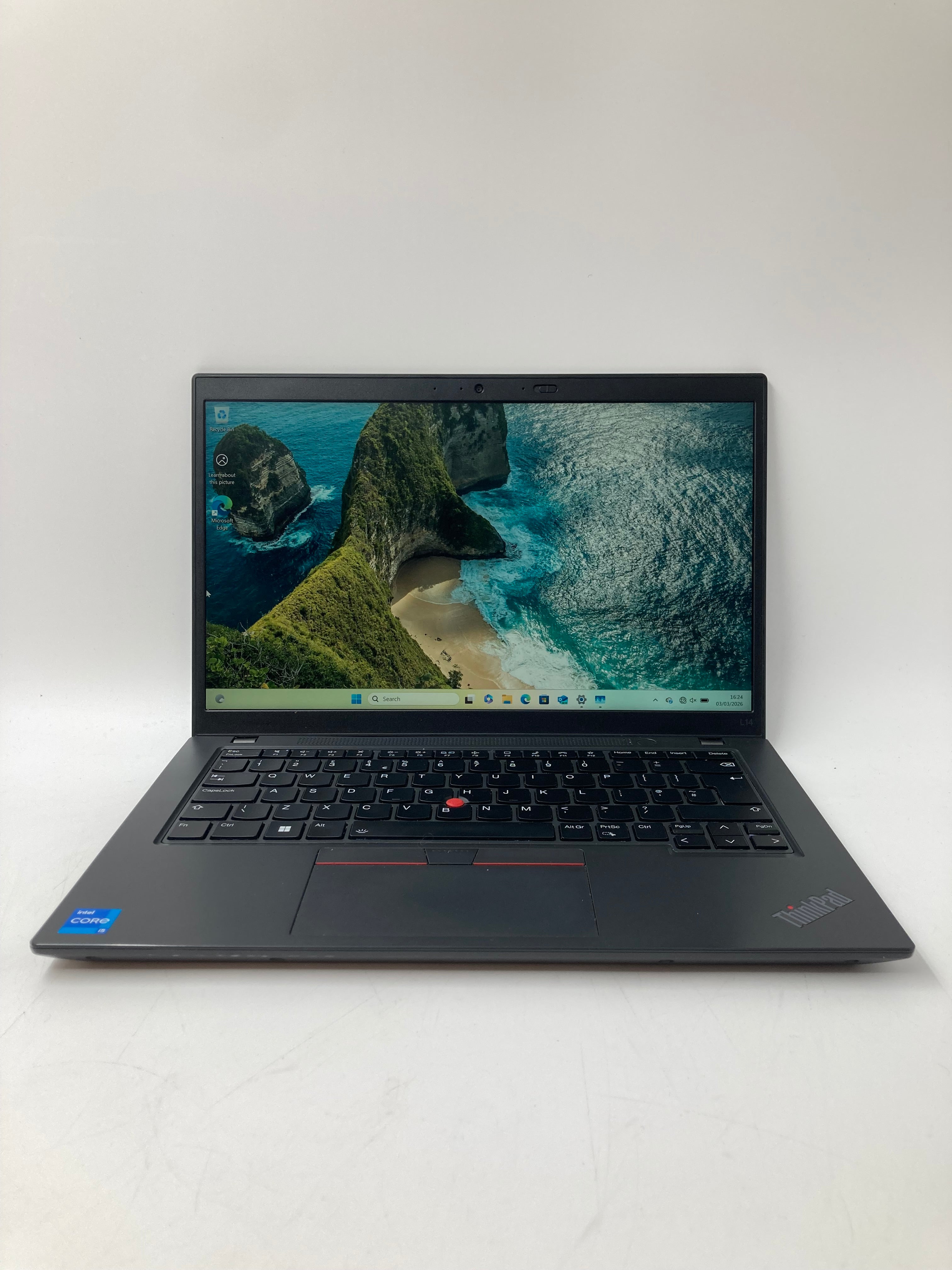 Lenovo ThinkPad L14 Gen 3 front view showing keyboard and 14" screen