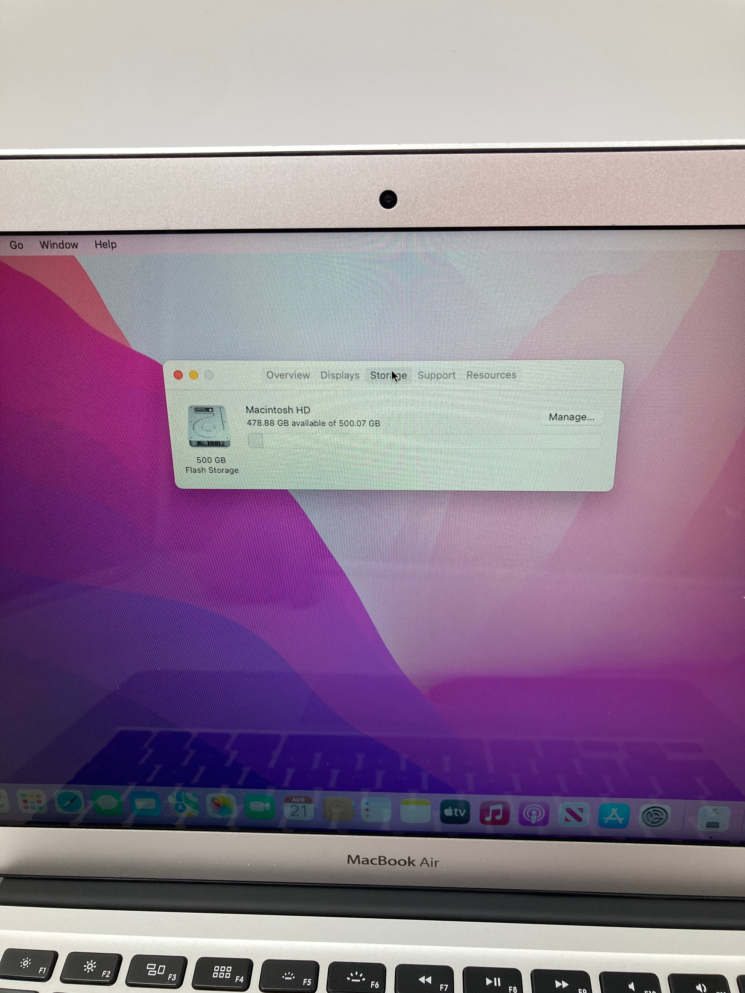 MacBook Air 13" 2015 A1466 EMC 2925 Intel Core i7 8GB RAM 500GB SSD Monterey OS