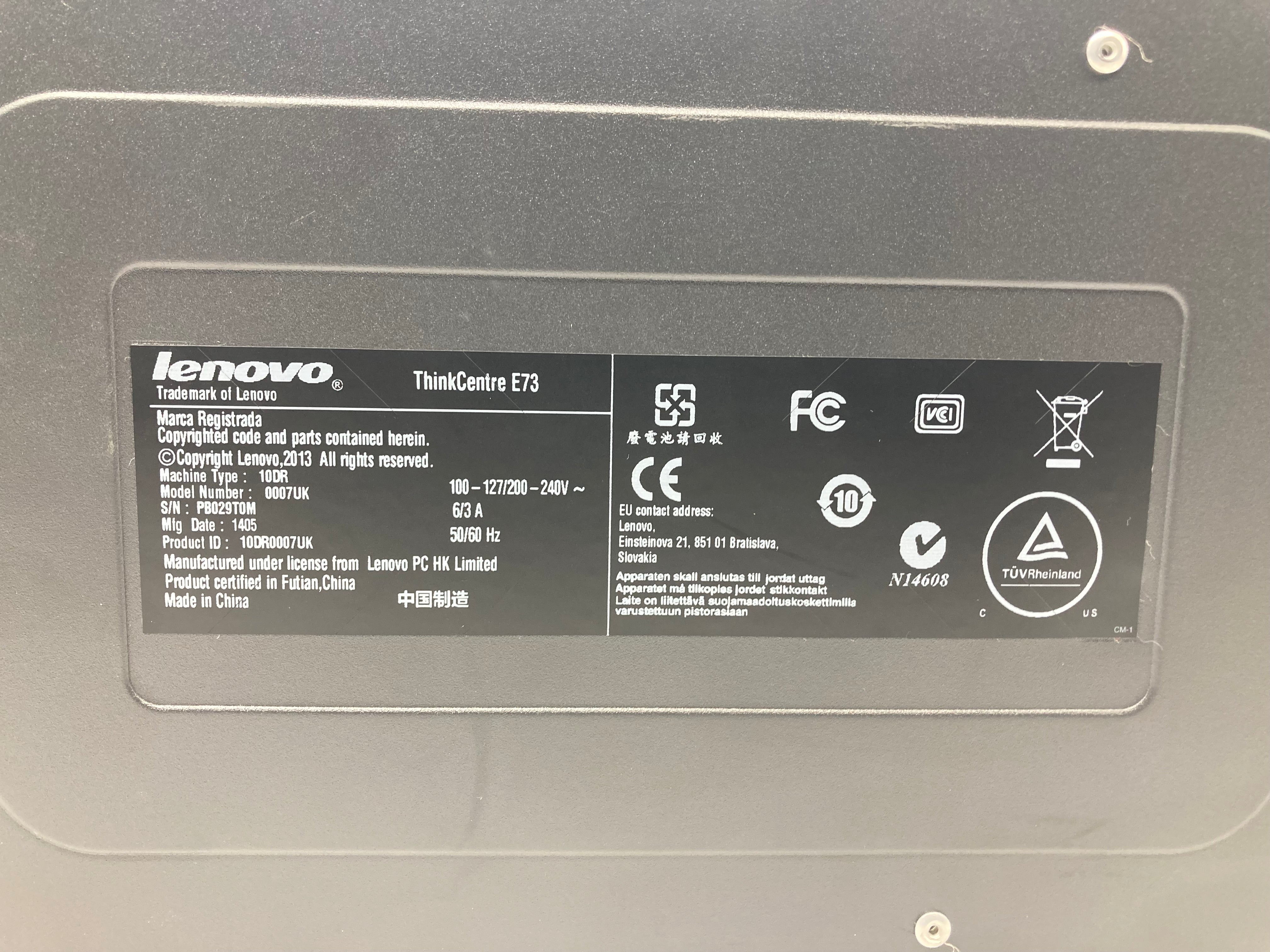 Lenovo Desktop ThinkCenter E73 i3 4th Gen 4GB RAM No HDD