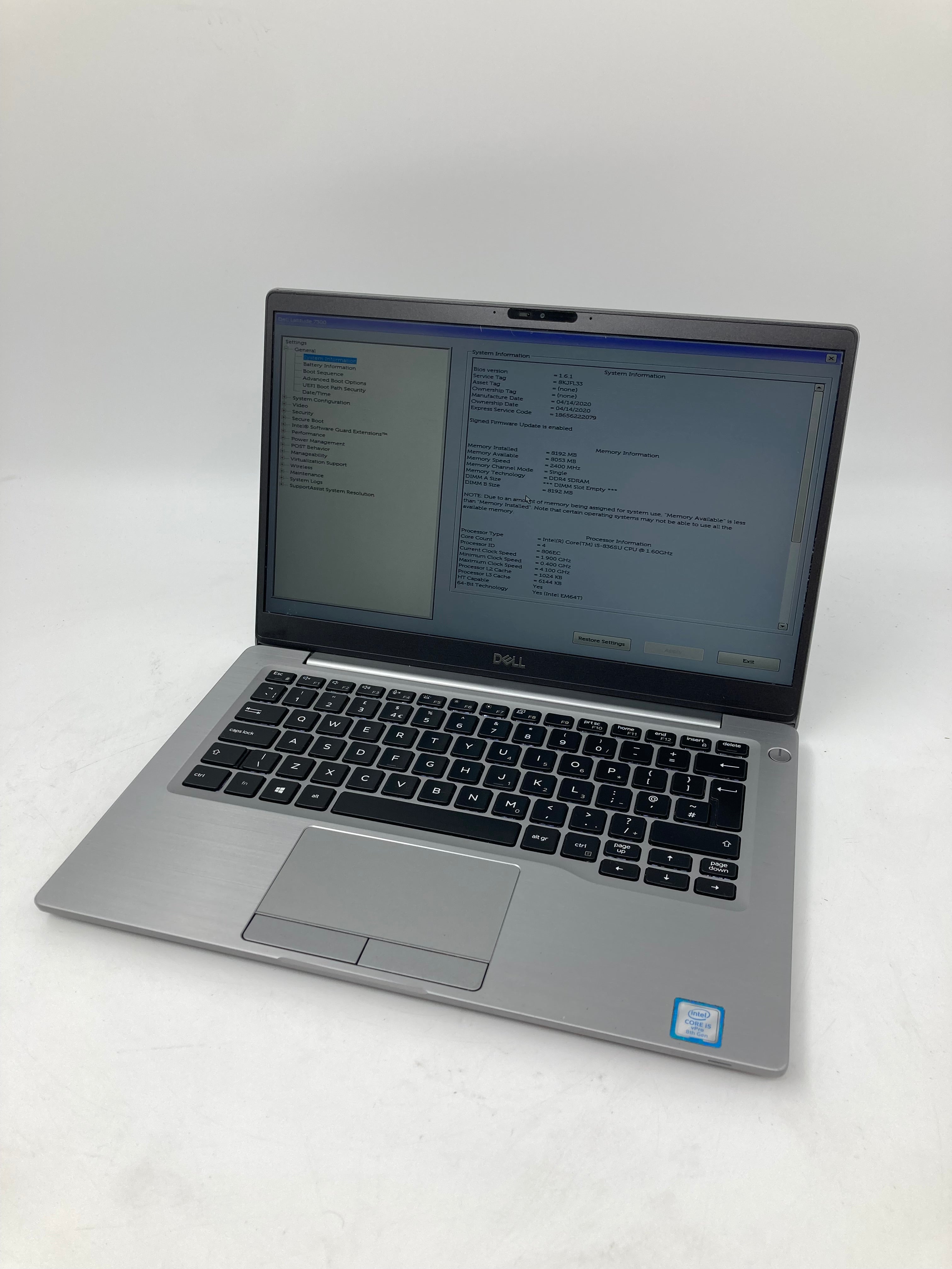 Dell Laptop Latitude 7300 13" i5 8th Gen 8GB RAM 256GB SSD No OS