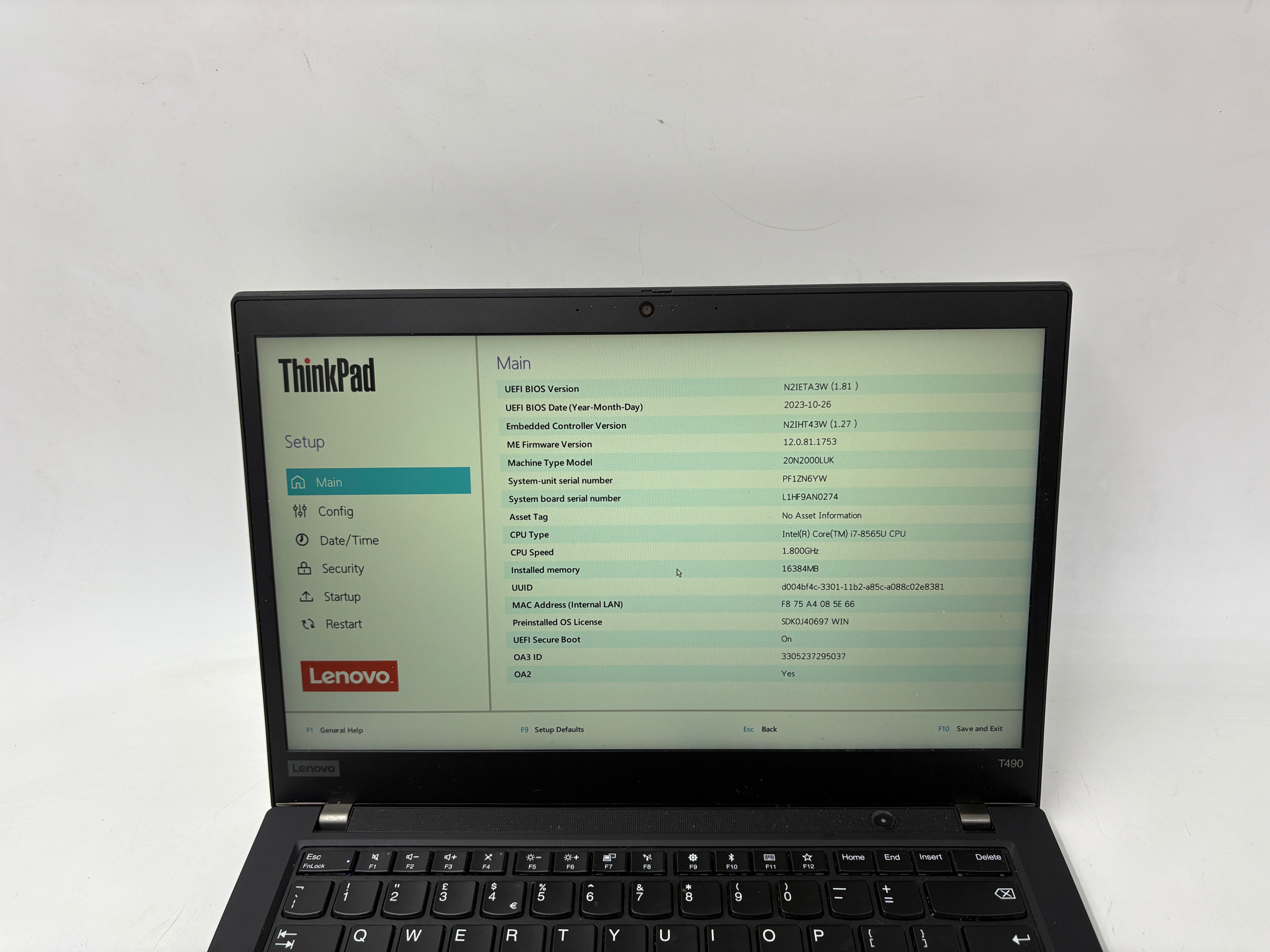 Lenovo Laptop ThinkPad T490 14" Screen i7 8th Gen 16GB RAM 512GB SSD W11