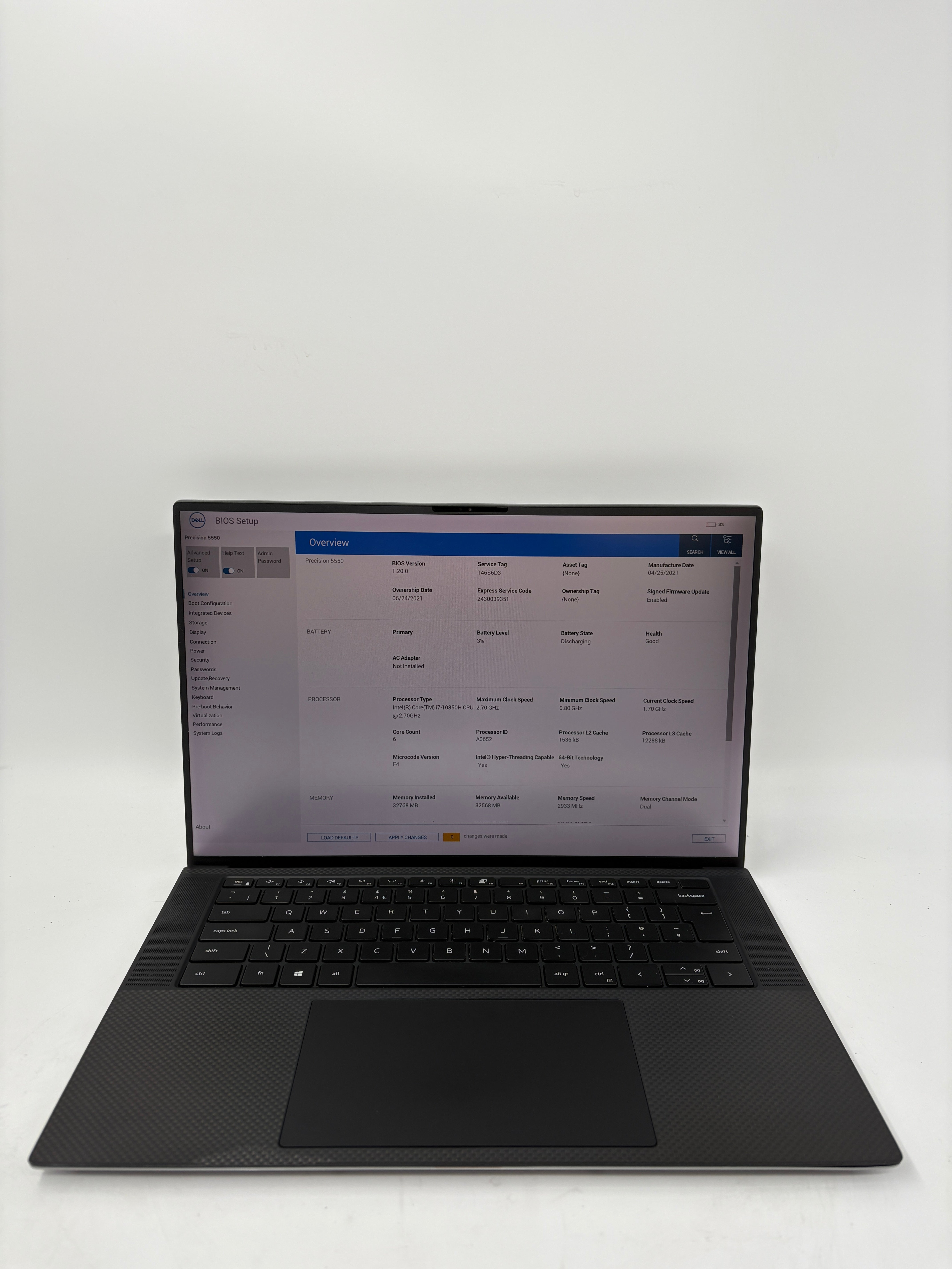 Dell laptop Precision 5550 15.6" Screen i7 10th Gen 32GB RAM 512GB SSD W11