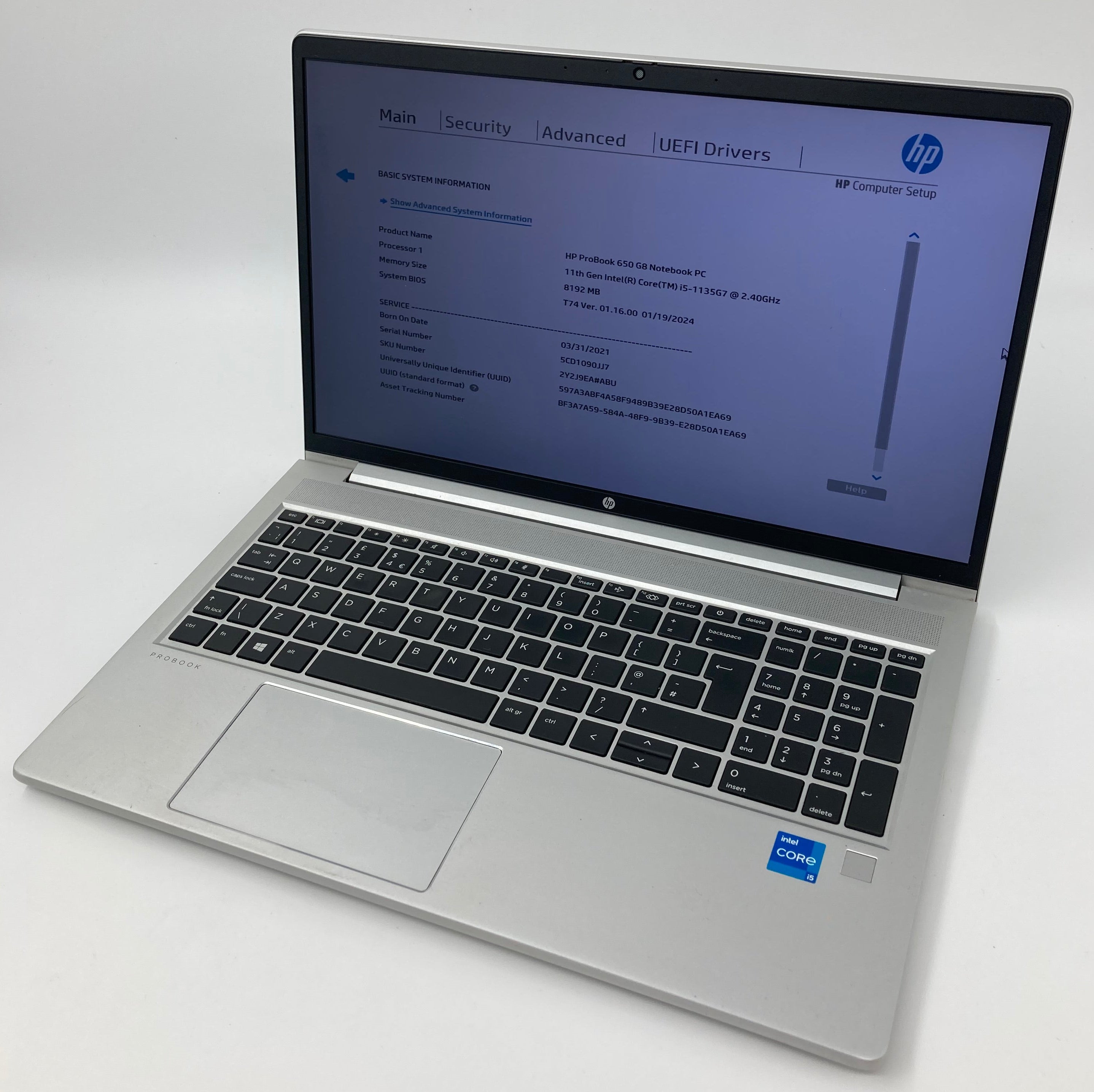 HP Laptop ProBook 650 G8 15.6" i5 11th Gen 8GB RAM No HDD No OS *Spares*