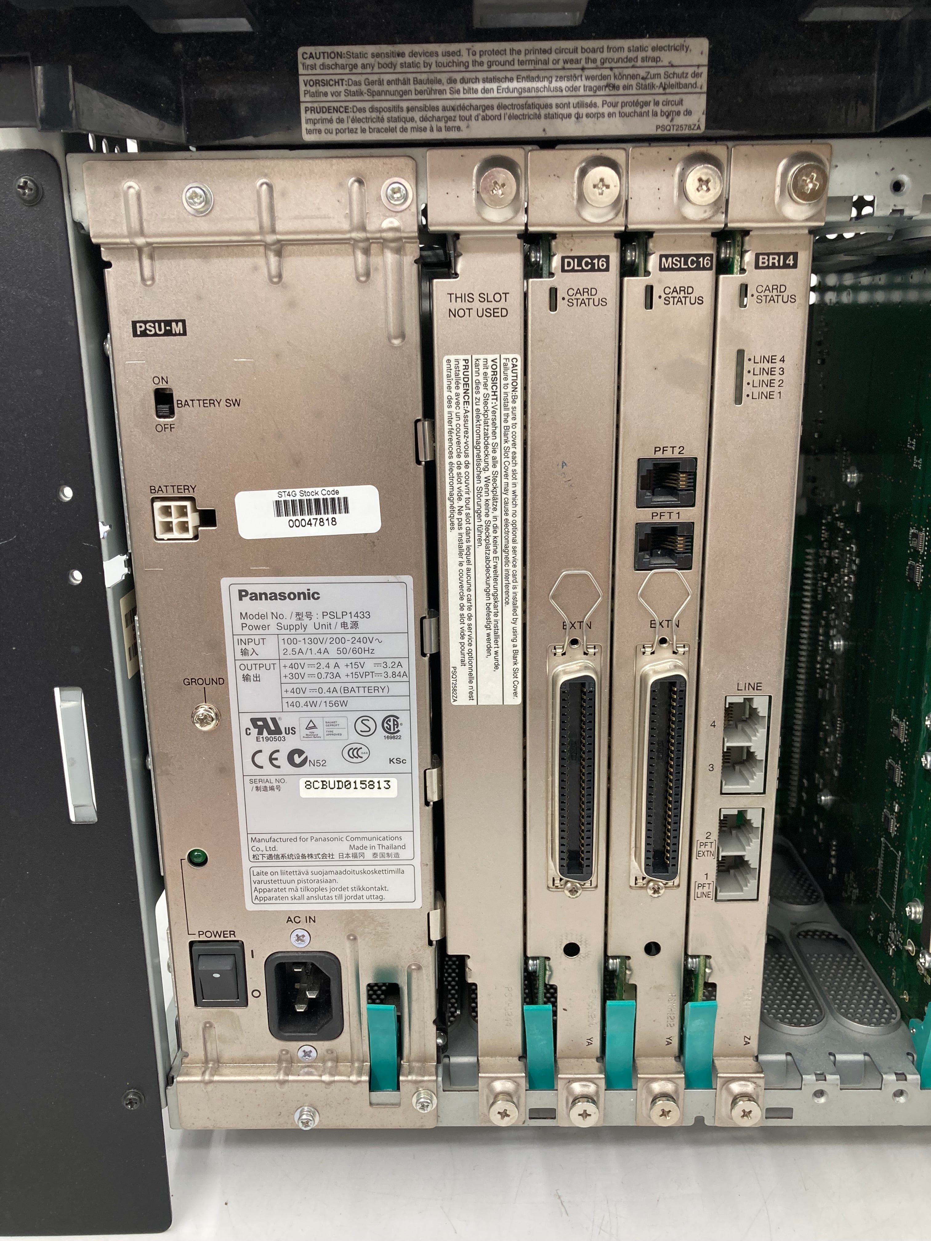 Panasonic KX-TDE100 System With DLC16, MSLC16, BRI4, OPB3, IPCMPR Cards