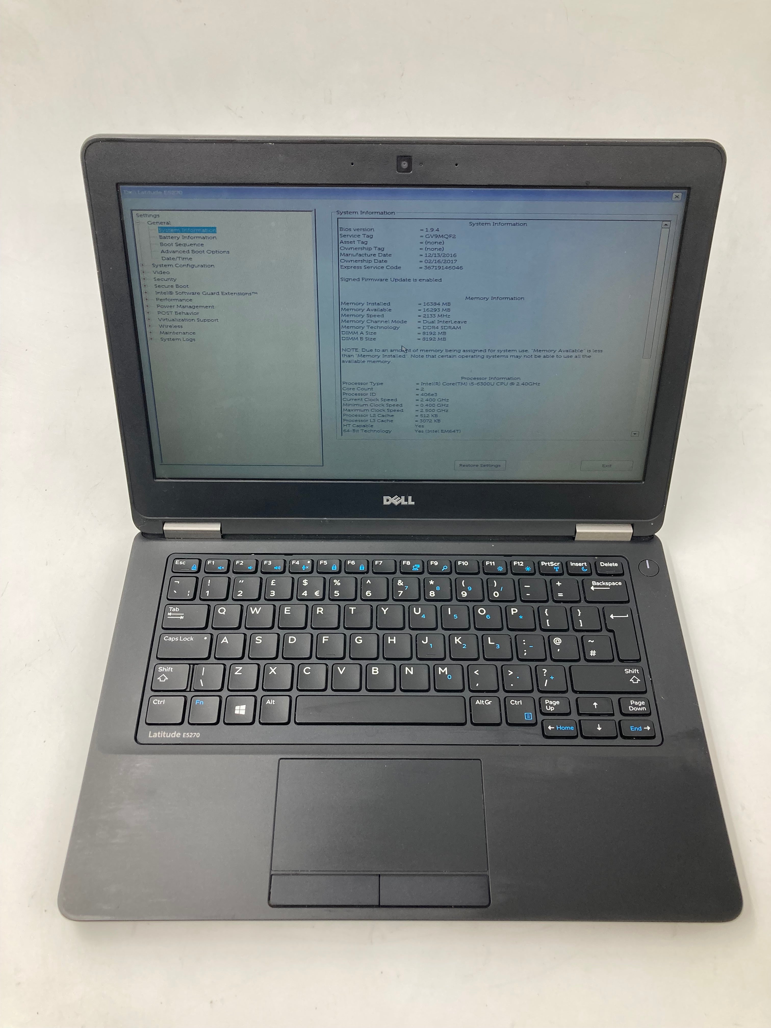 Dell Laptop Latitude E5270 12.5" i5-6300U 16GB RAM No SSD No OS #13