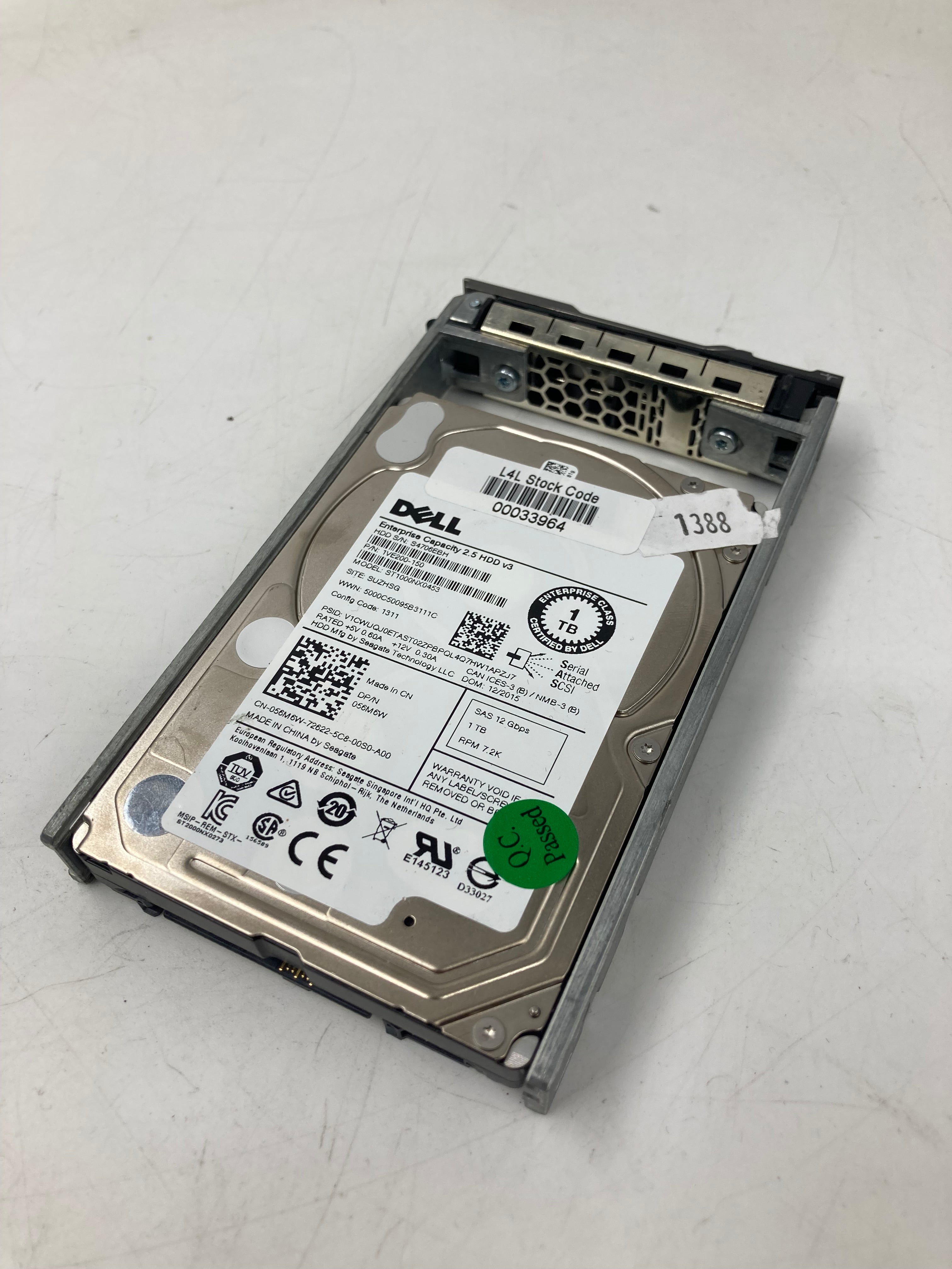 Dell HDD 2.5" SAS 1TB 1.2TB 10K 7.2K RPM 6Gbps P/N 09W5WV 0G2G54 056M6W Lot of 9
