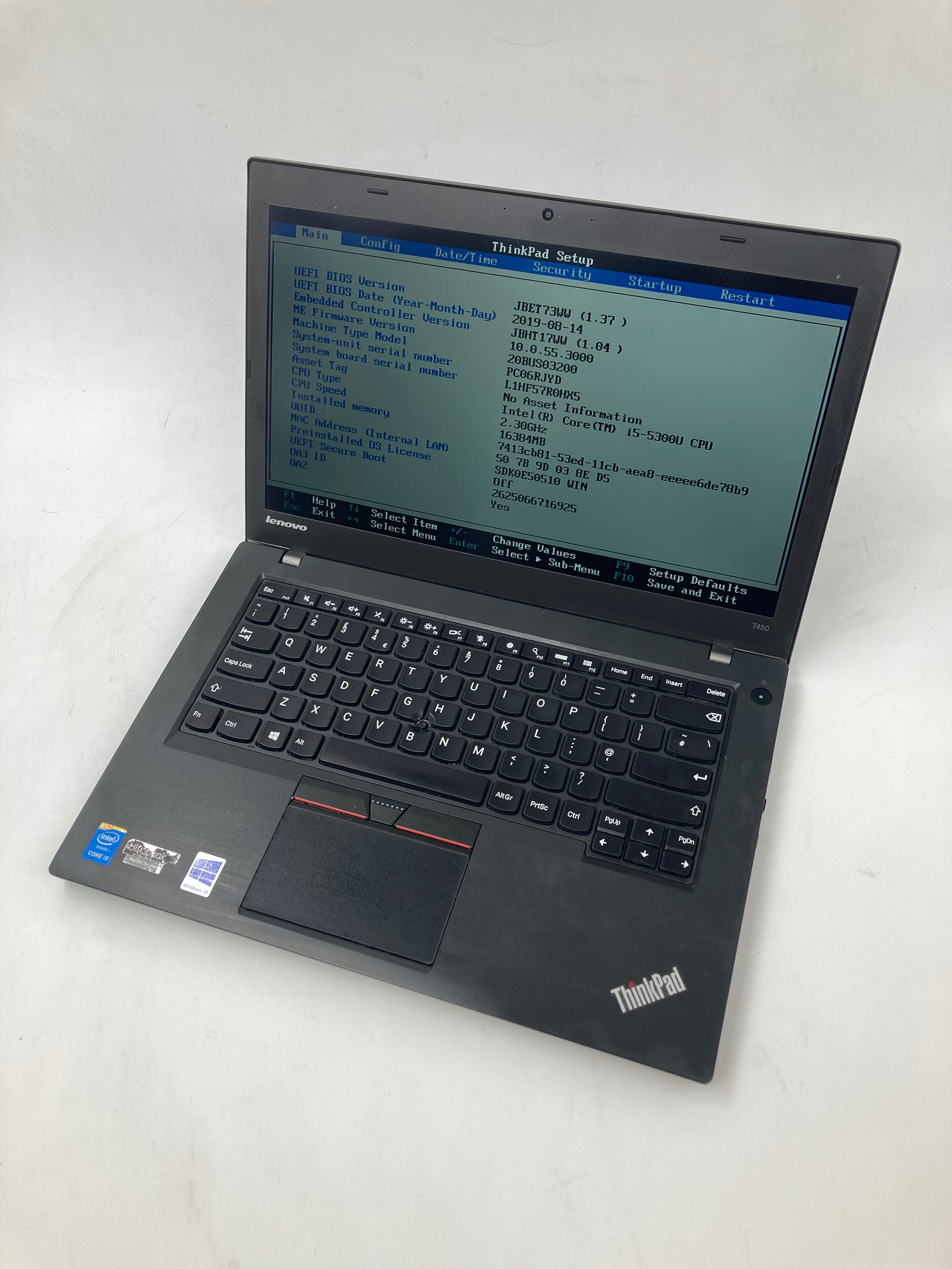 Lenovo Laptop ThinkPad T450 14" i5-5300U 16GB RAM No SSD No OS