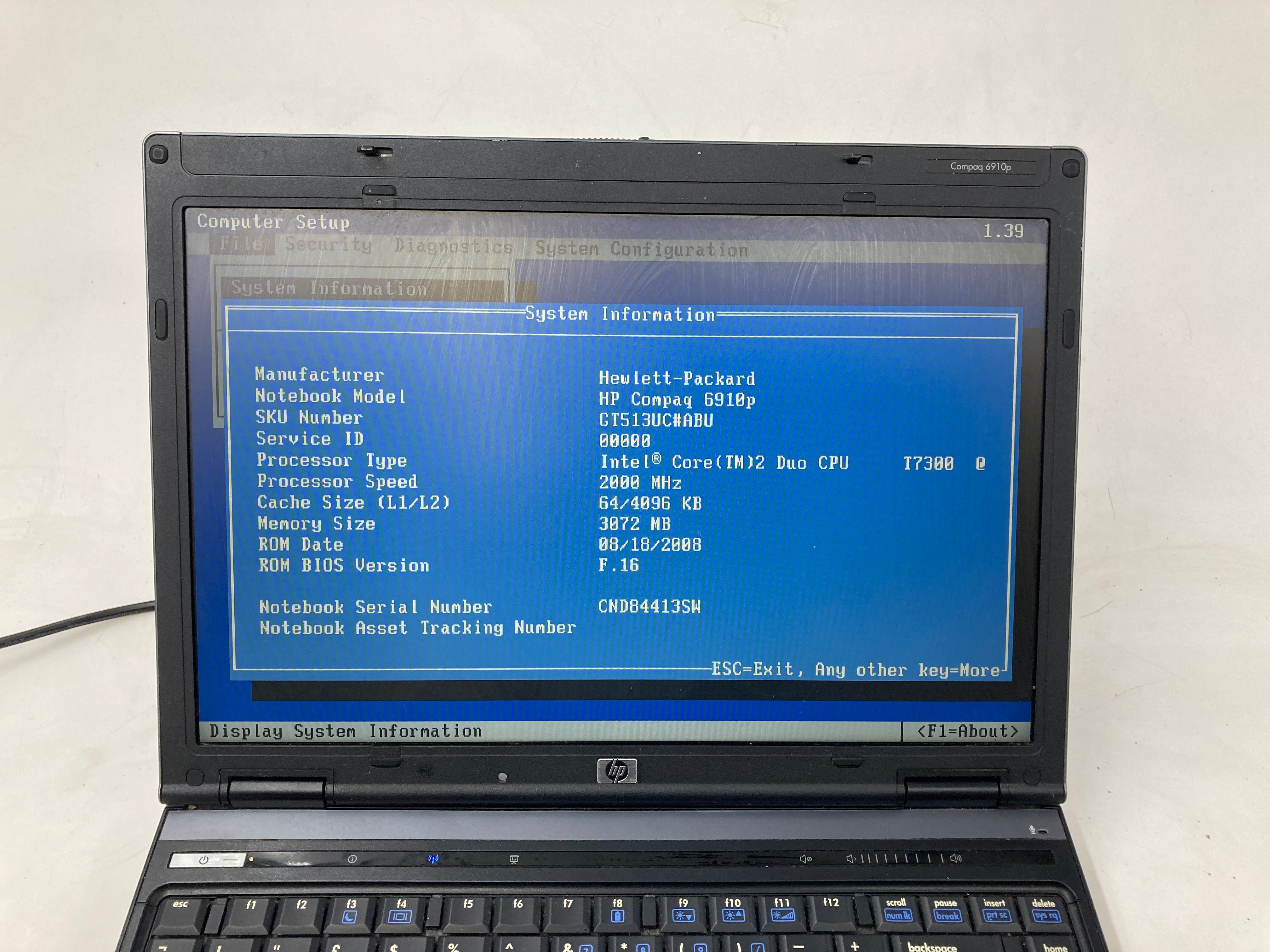 HP Laptop Compaq 6910p 14" Screen Intel Core 2 Duo 3GB Ram No Storage No OS