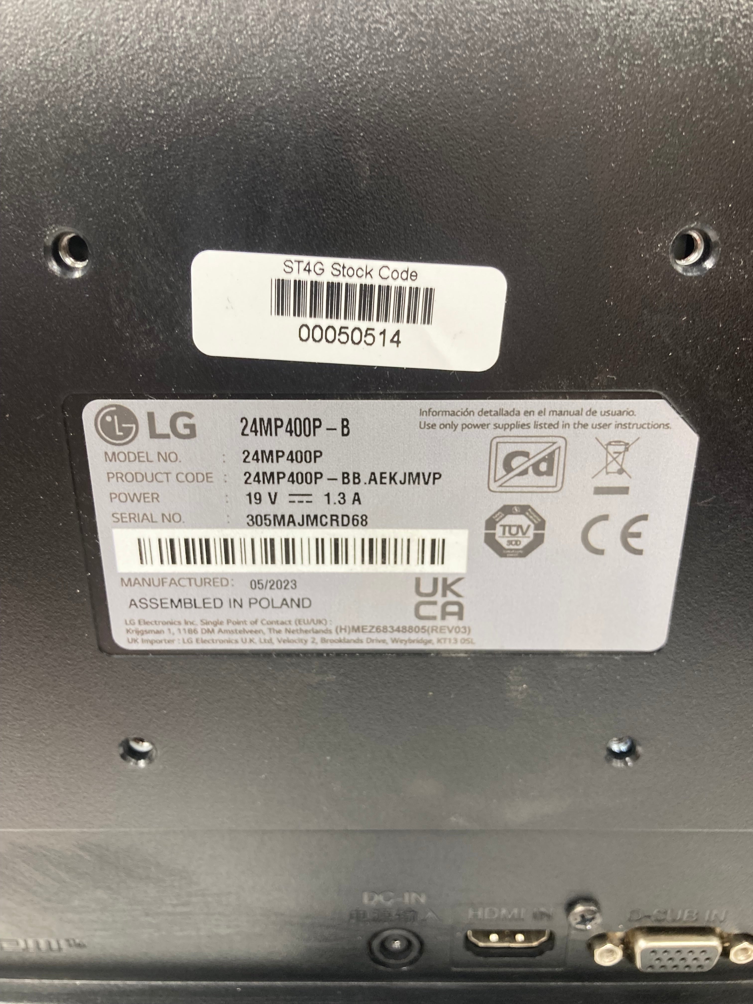 LG 24MP400 24" LCD Monitor DVI VGA HDMI