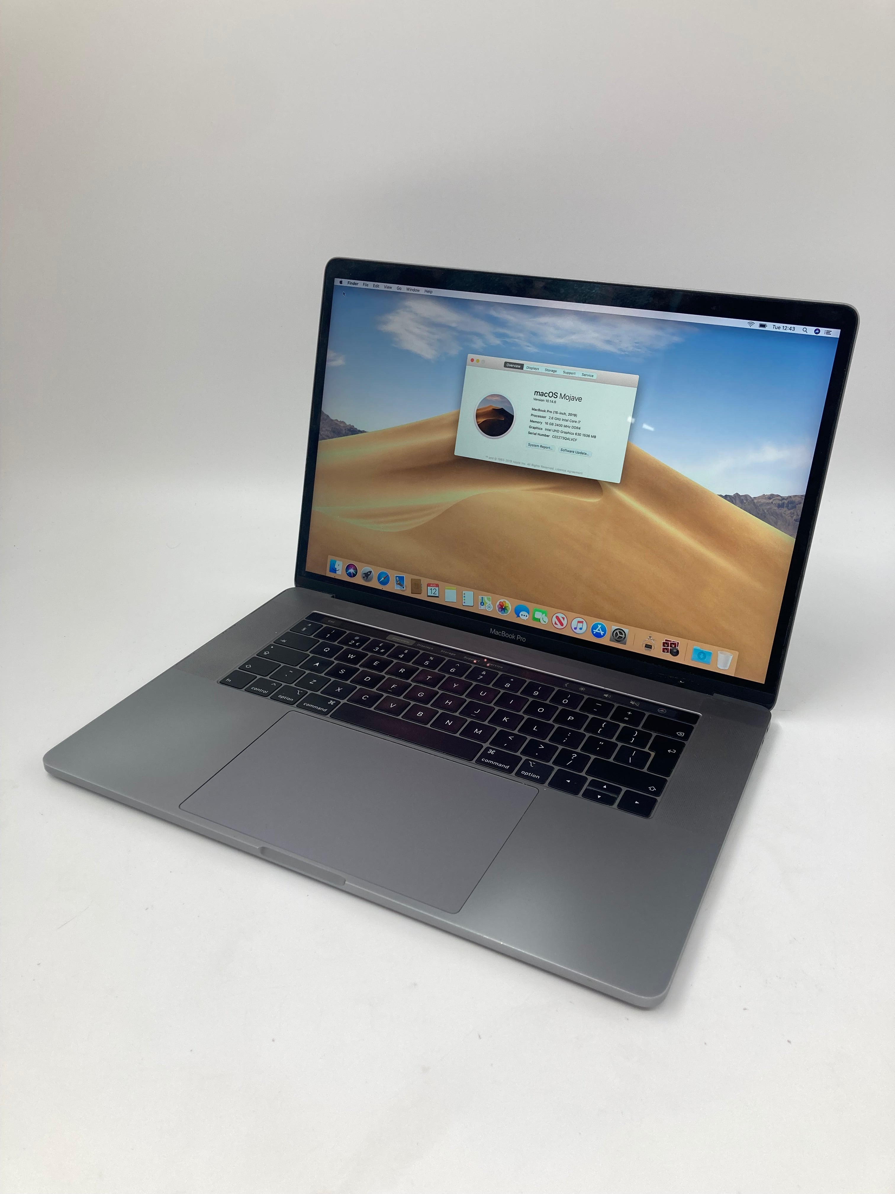 Apple MacBook Pro 2019 A1990 15" Screen i7 9th Gen 16GB RAM 250GB SSD OS Mojave