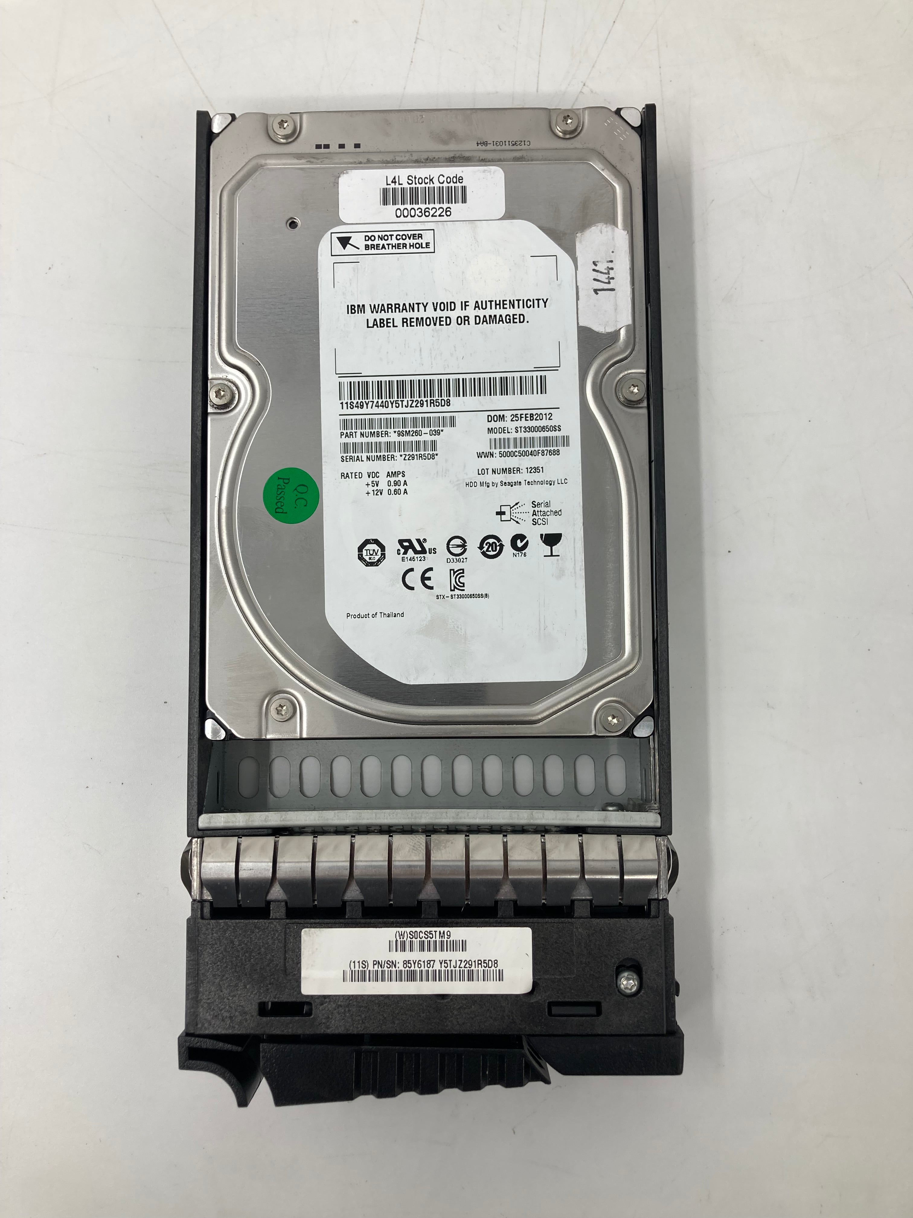 Batch of 6 IBM 3.5" SAS 3TB Hard Disk Drives 7.2K RPM