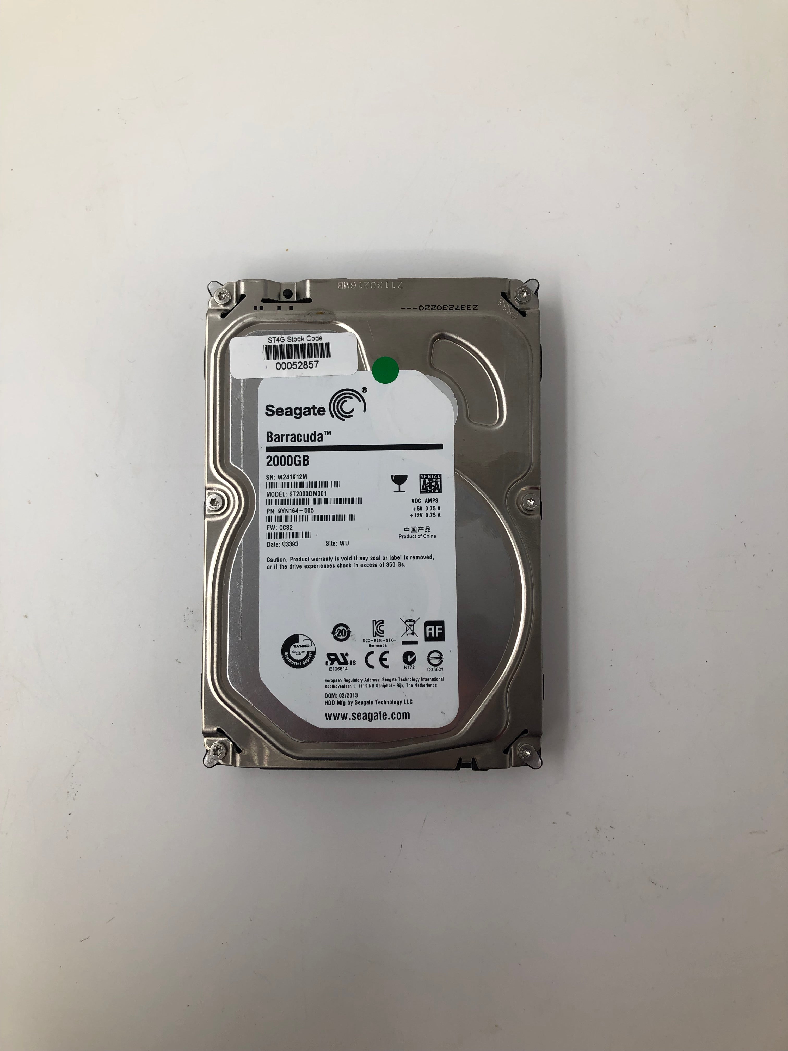 Seagate Hard Disk Drive | 2TB | 3.5 inch | SATA | ST2000DM001 | 7.2K RPM | 6Gbps